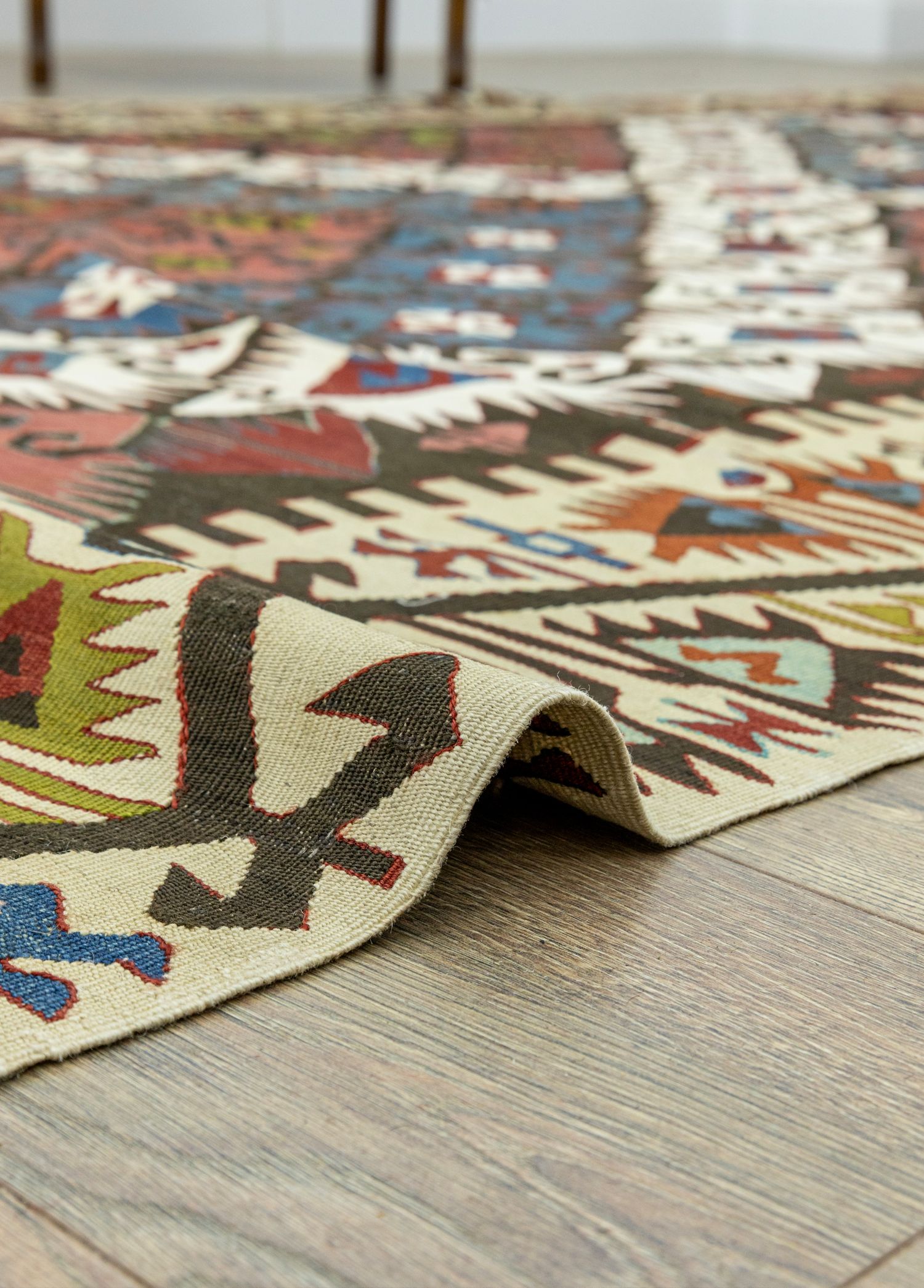 Konya, Ethnic Double-wings Handwoven Antique Kilim