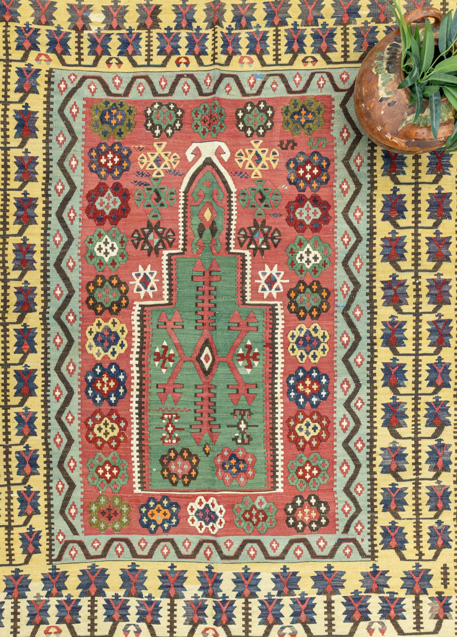 Erzurum, Handwoven Antique Wool Kilim