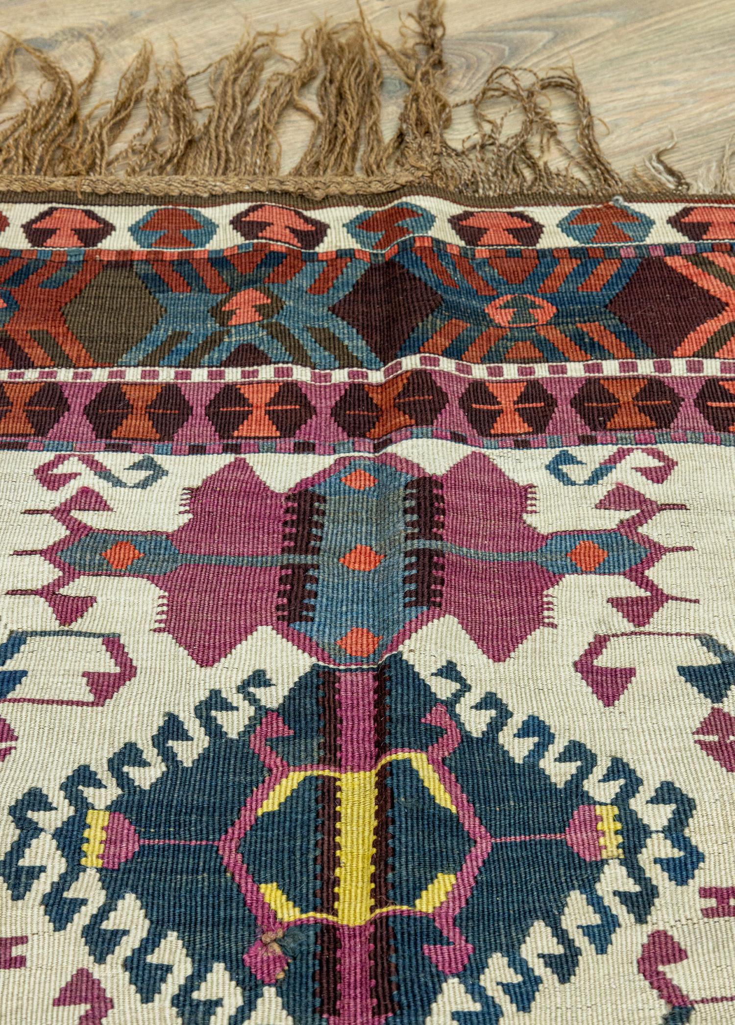 Kars, Kağızman Hand-Woven Antique Kilim Runner 144x392 cm