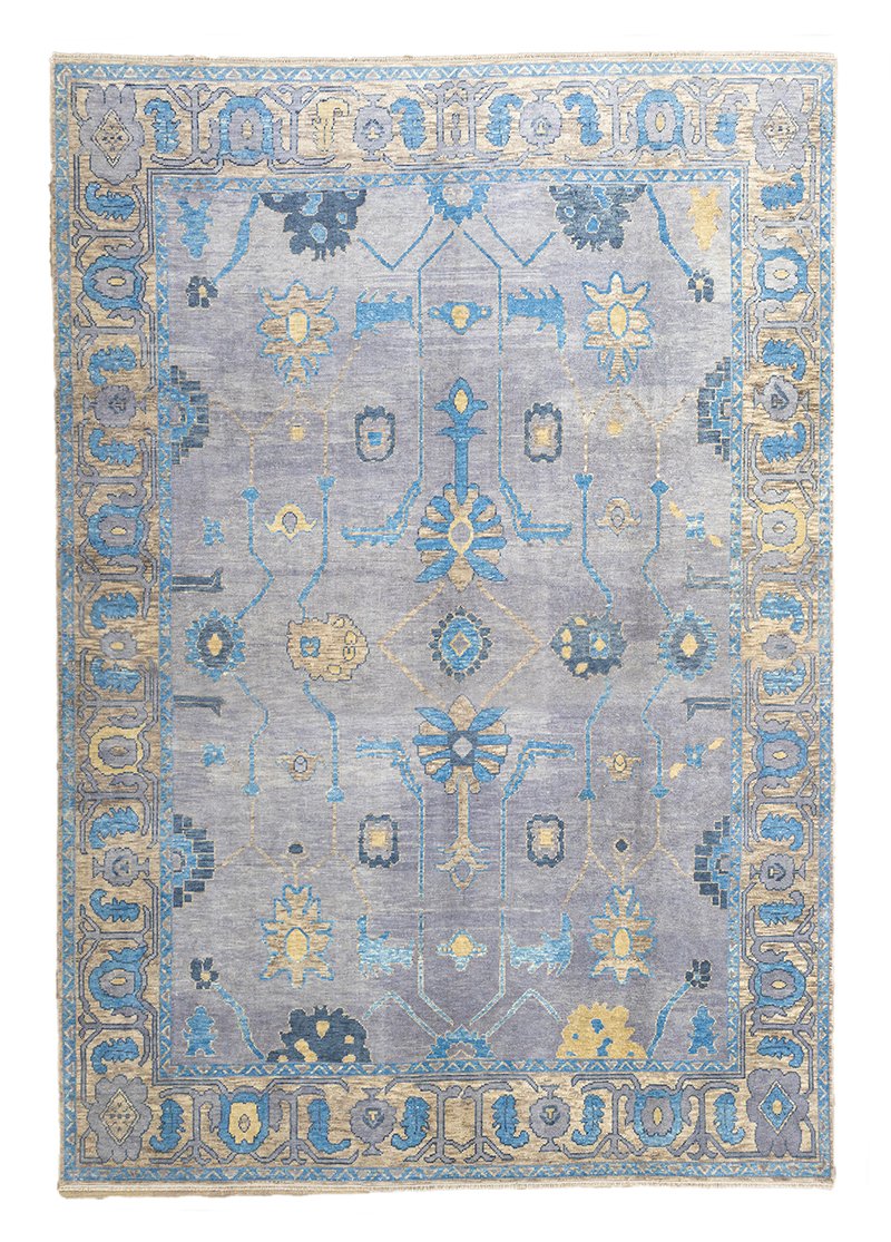 Pepuza Hand-Woven Ethnic Pattern Oushak Rug 303x423 cm