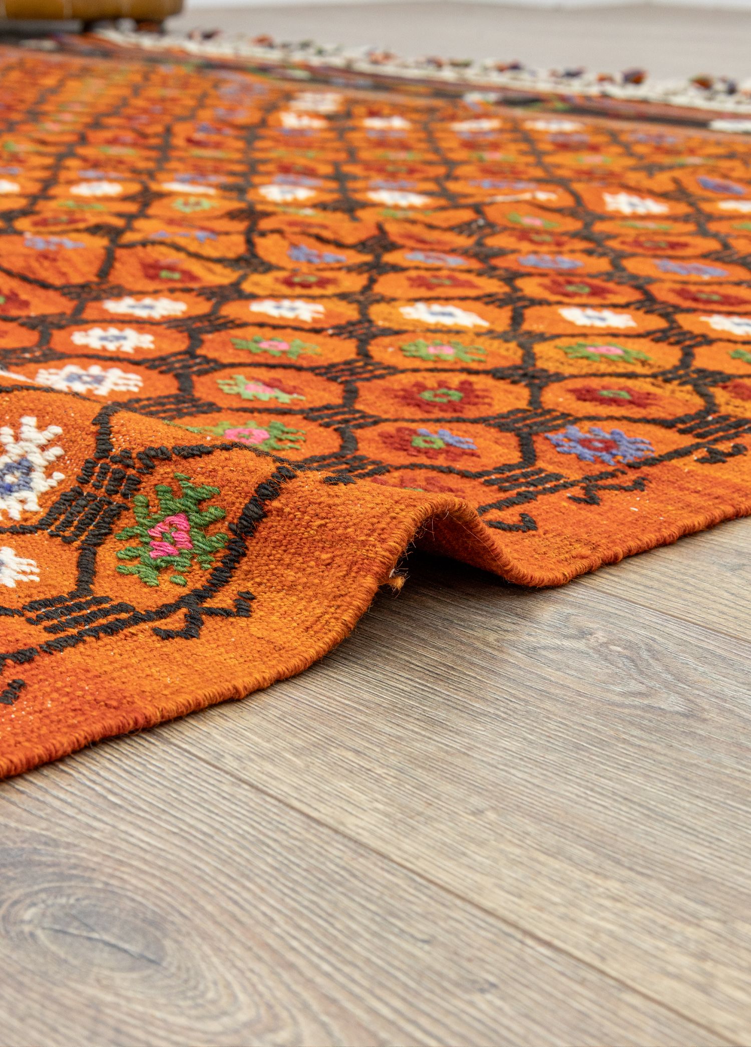 Uraz Geometric Patterned Cicim Kilim 227x325 cm