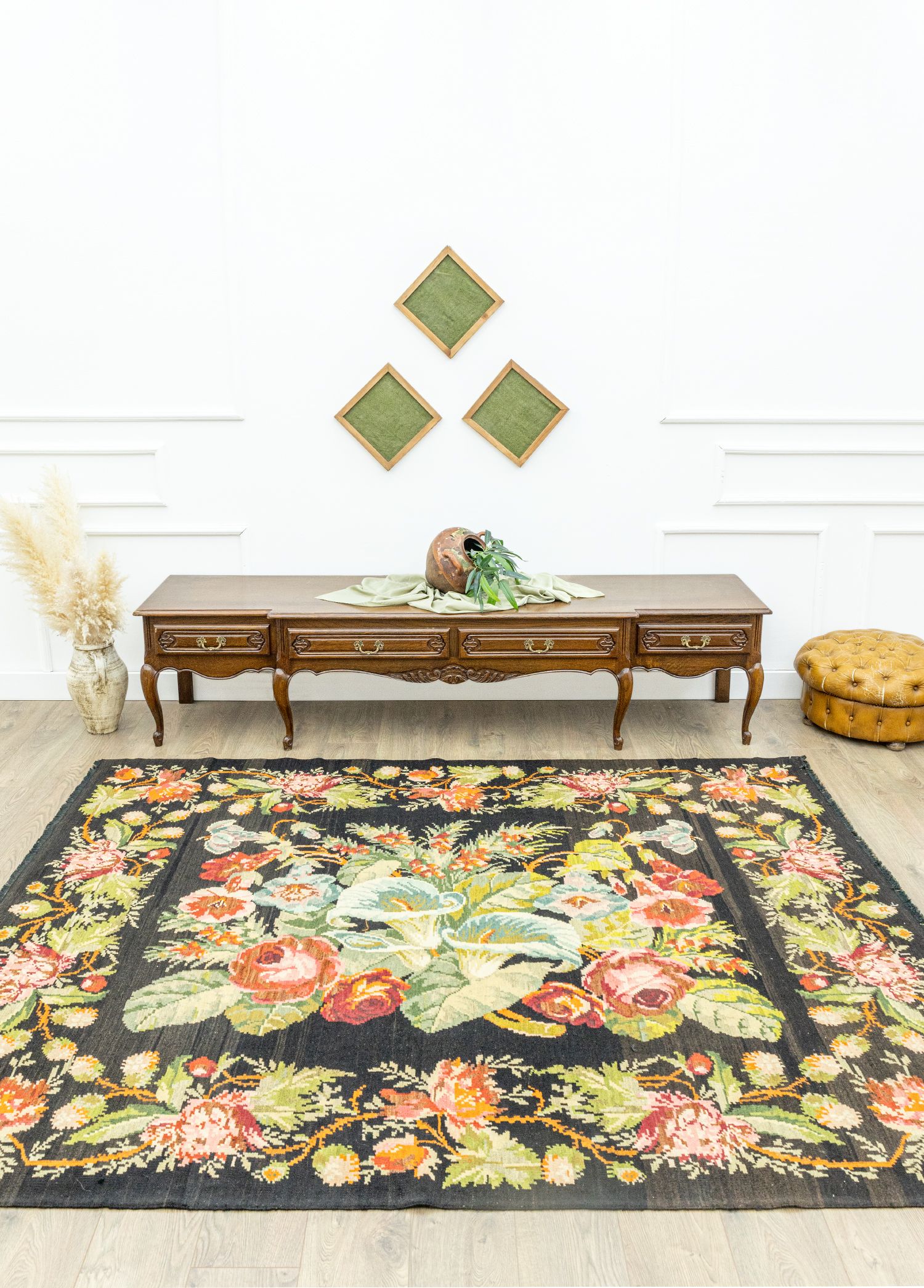 Madel Floral Patterned Wool Rug 210x252 cm