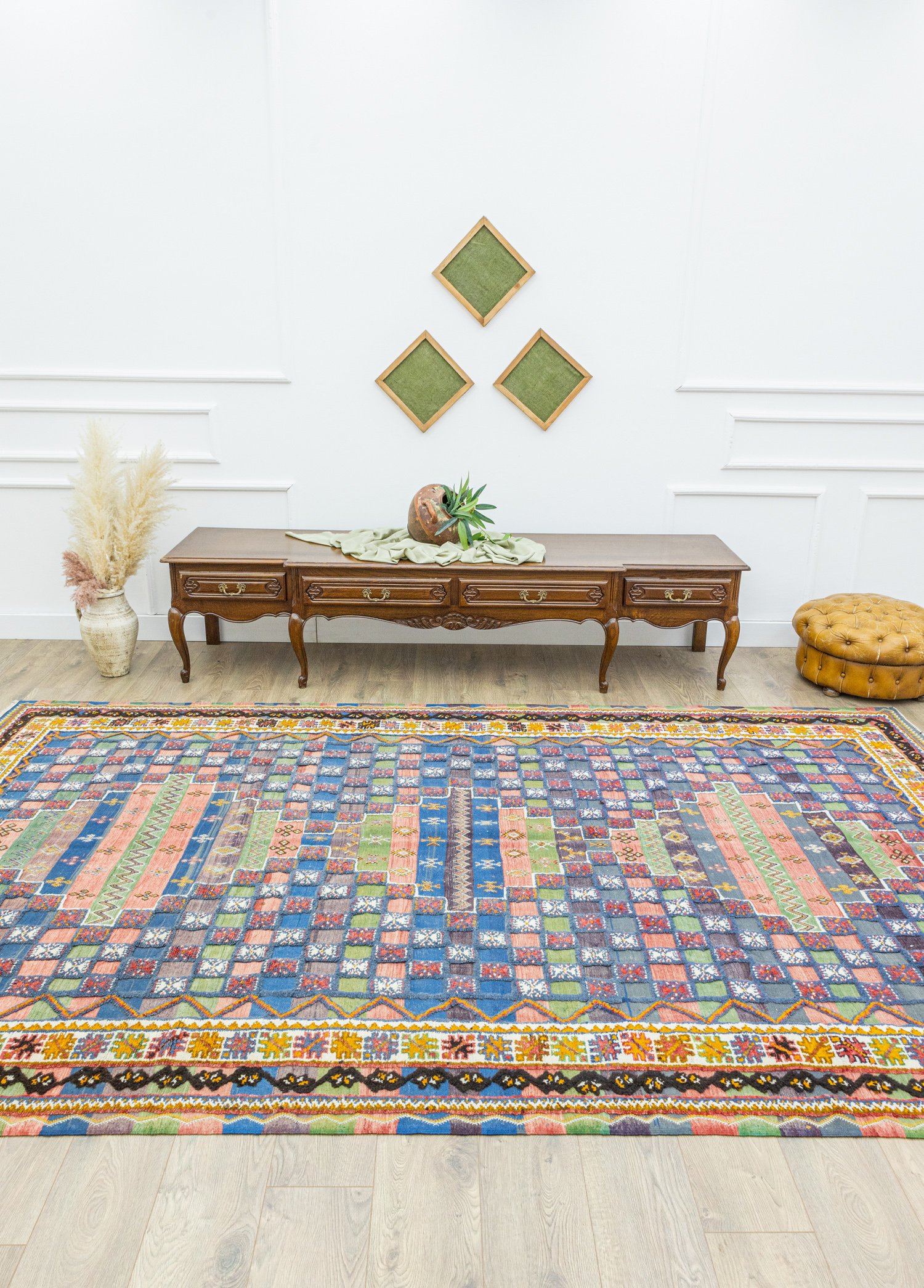 Rabat Geometrik Desenli Fas Halı Kilim 205x344 cm