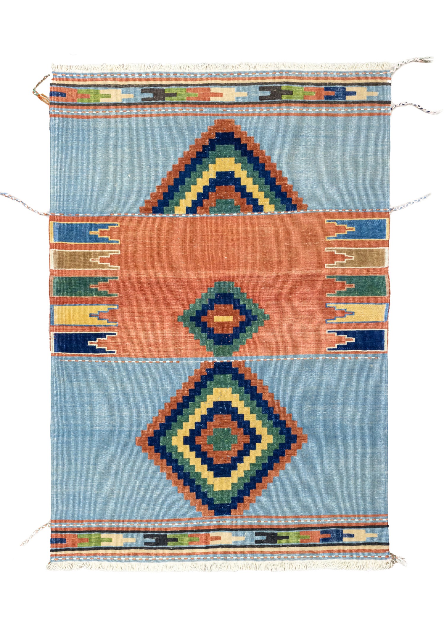 Anemone Geometric Patterned Wool Carpet Kilim 105x148 cm