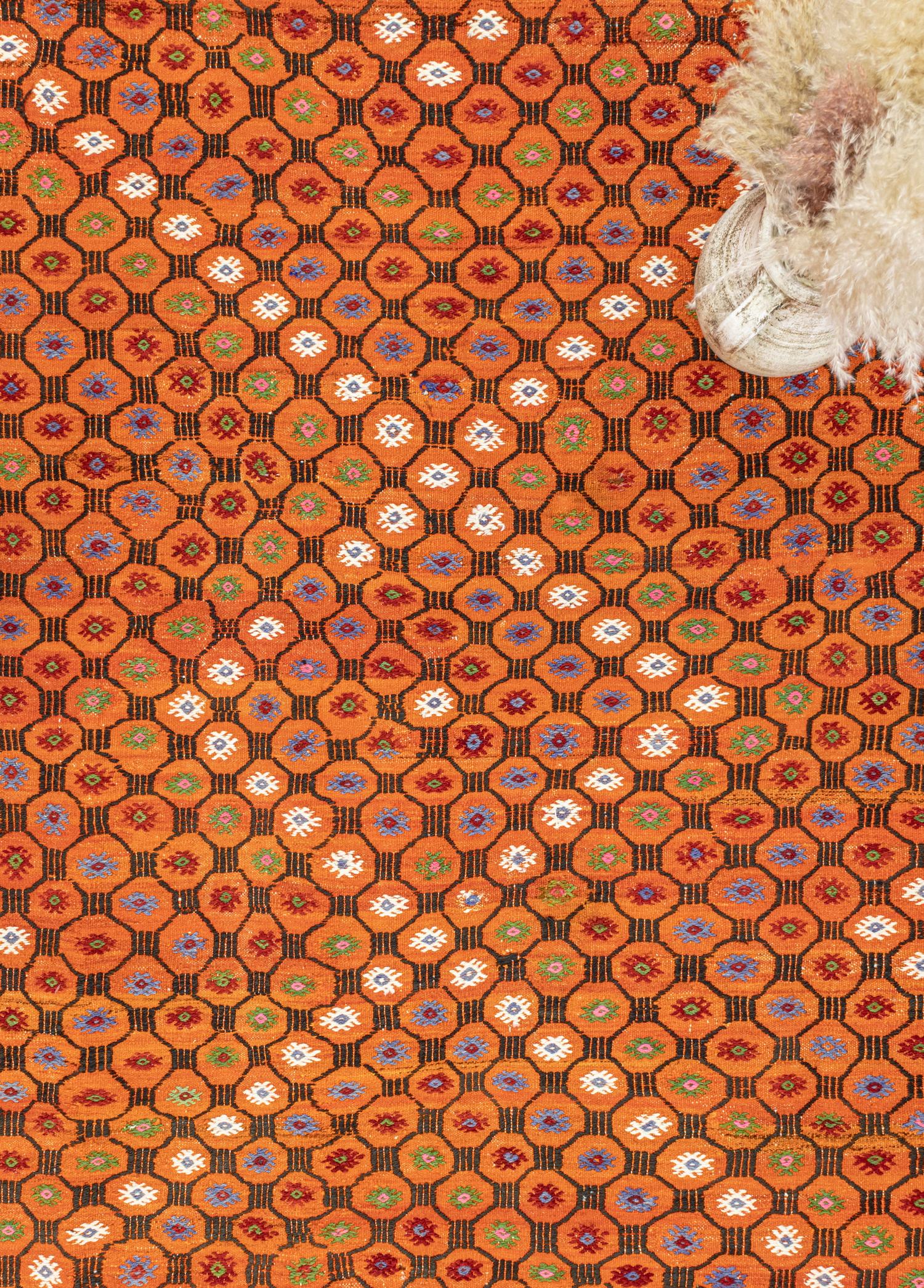 Uraz Geometric Patterned Cicim Kilim 227x325 cm