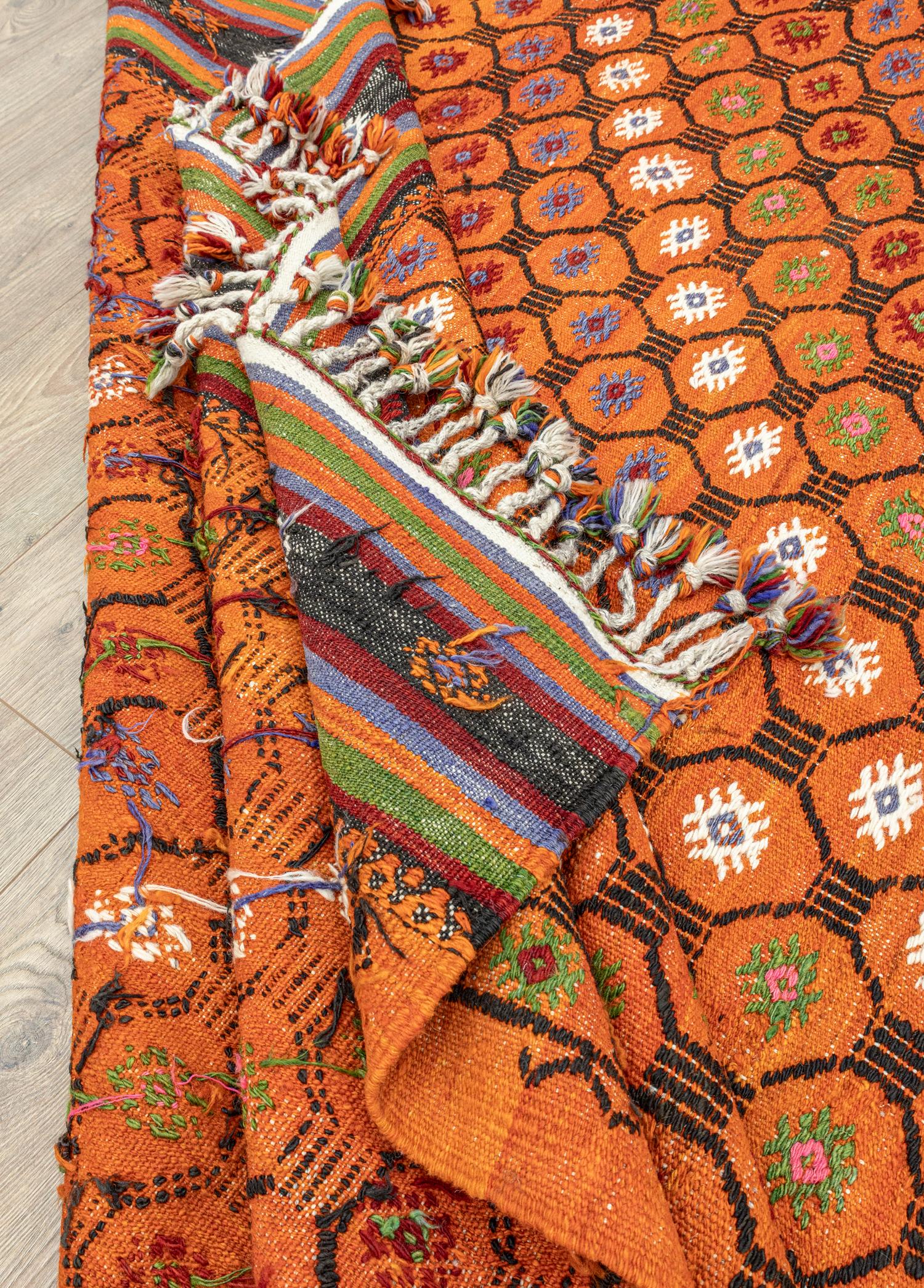 Uraz Geometric Patterned Cicim Kilim 227x325 cm