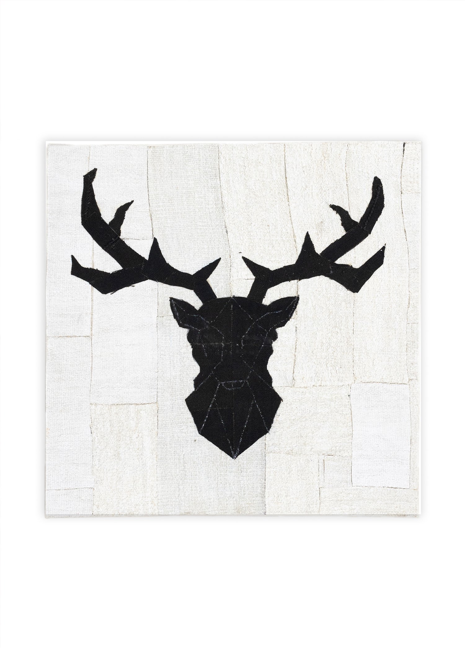 Nigora Deer Figured Hand-Woven Carpet Artwork 90x90 cm