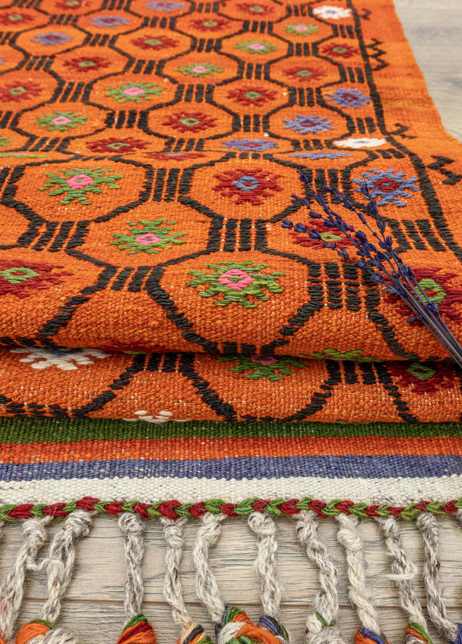 Uraz Geometric Patterned Cicim Kilim 227x325 cm
