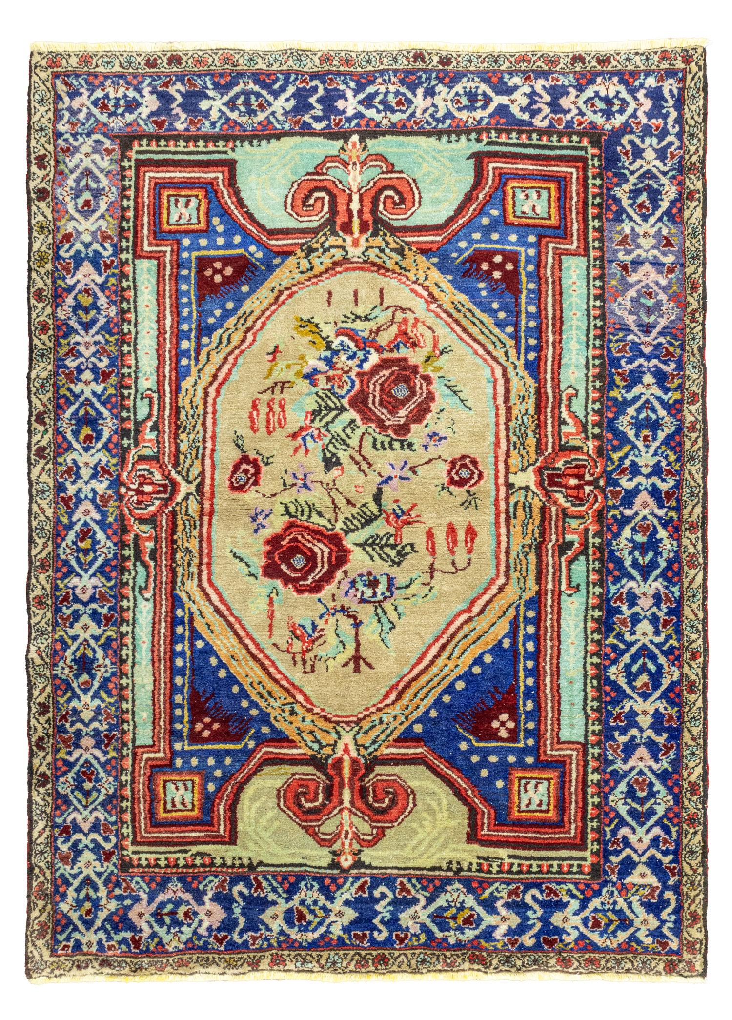Lova Çiçek Desenli El Dokuma Gördes Halısı 158x216 cm