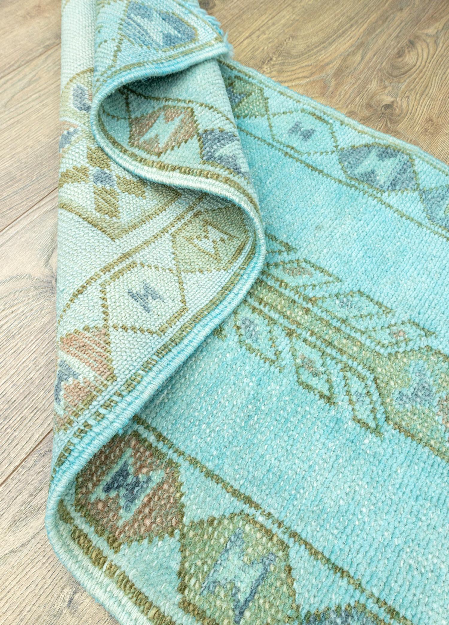 Atela Hand-Woven Blue Wool Runner 57x158 cm