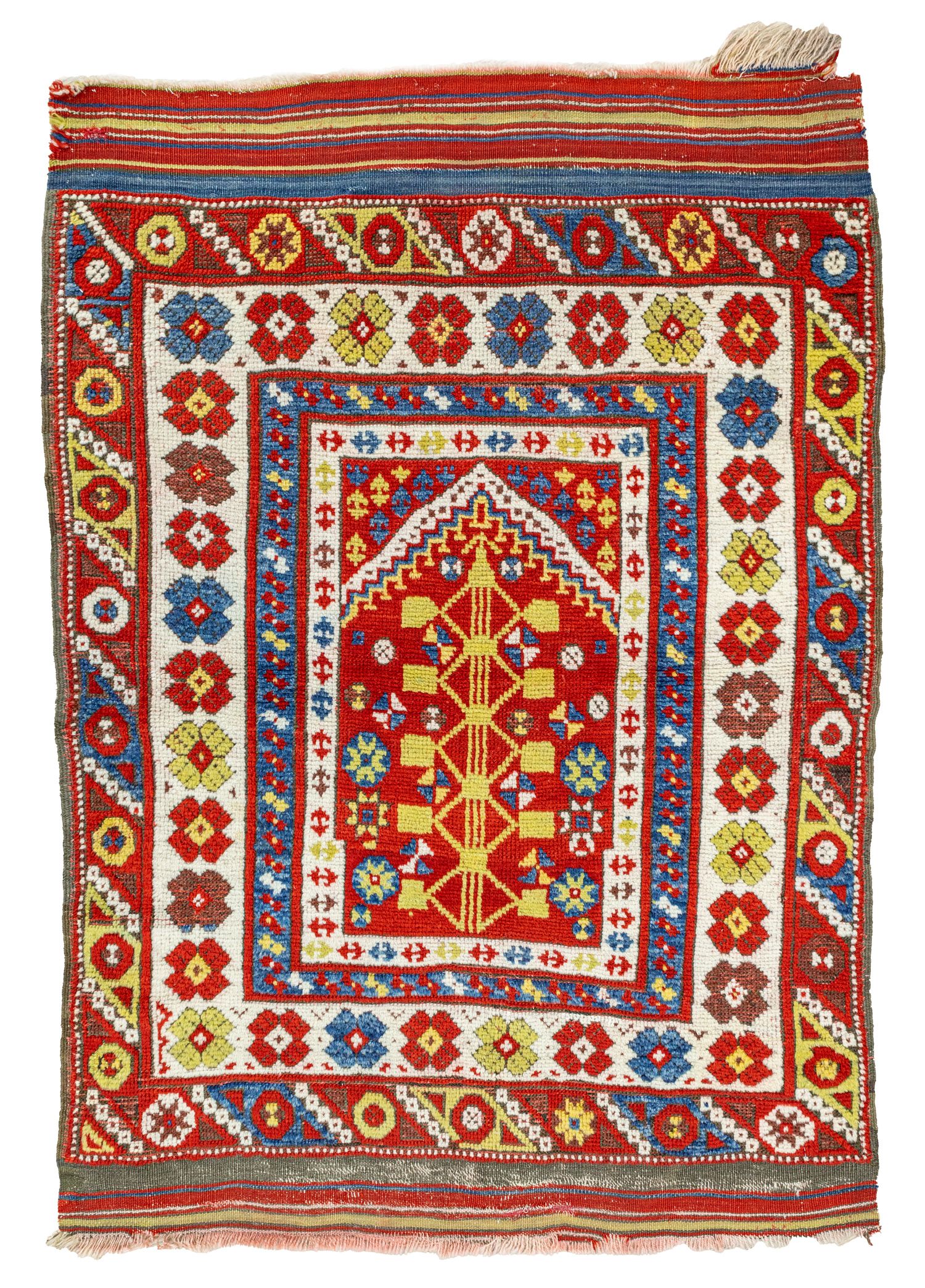 Çanakkale, Handwoven Antique Rug with Mihrab Design