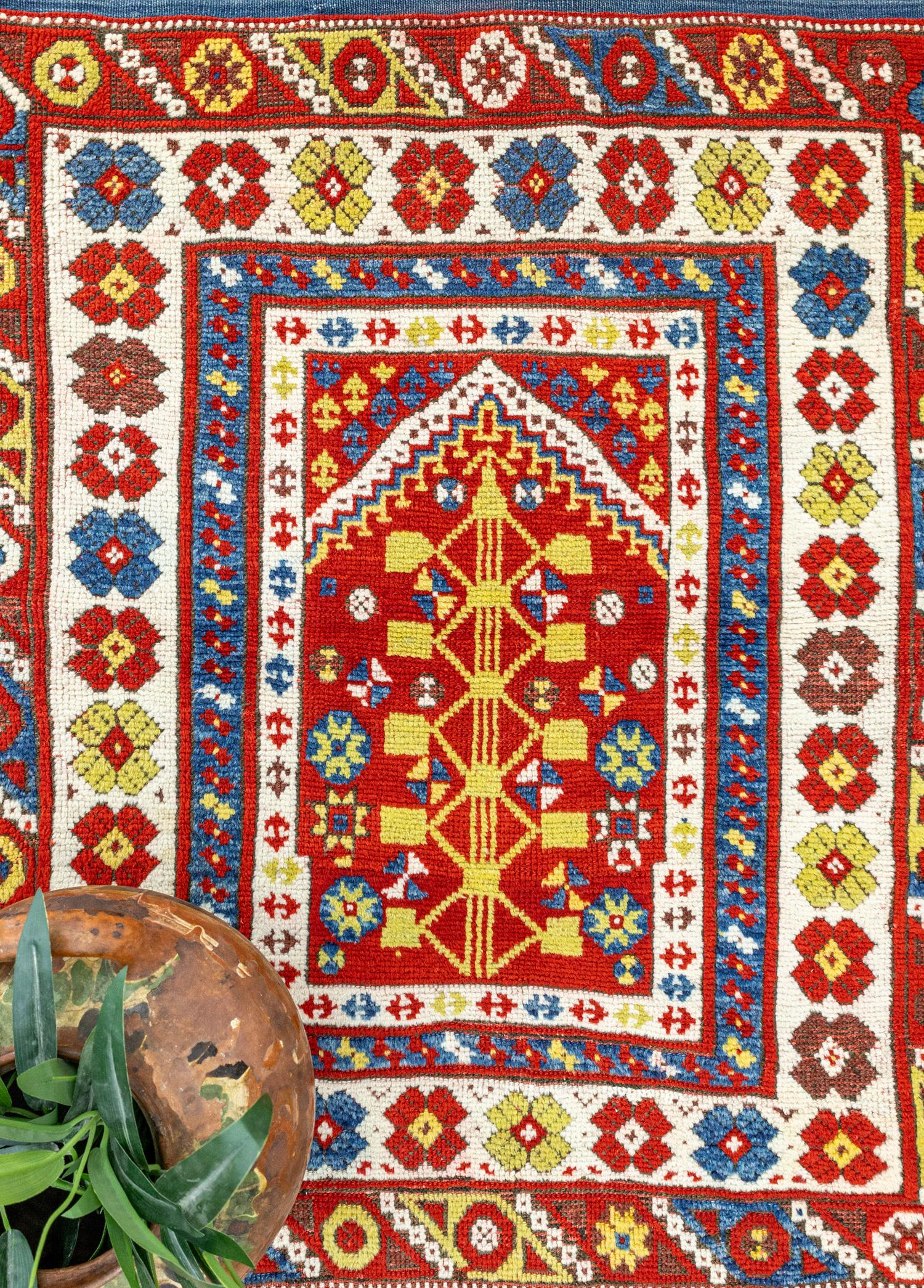 Çanakkale, Handwoven Antique Rug with Mihrab Design