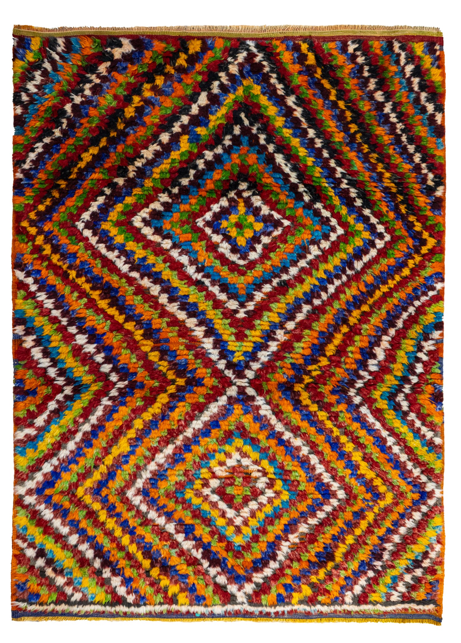 Vanya Renkli Damalı El Dokuma Tülü Halı 103x143 cm