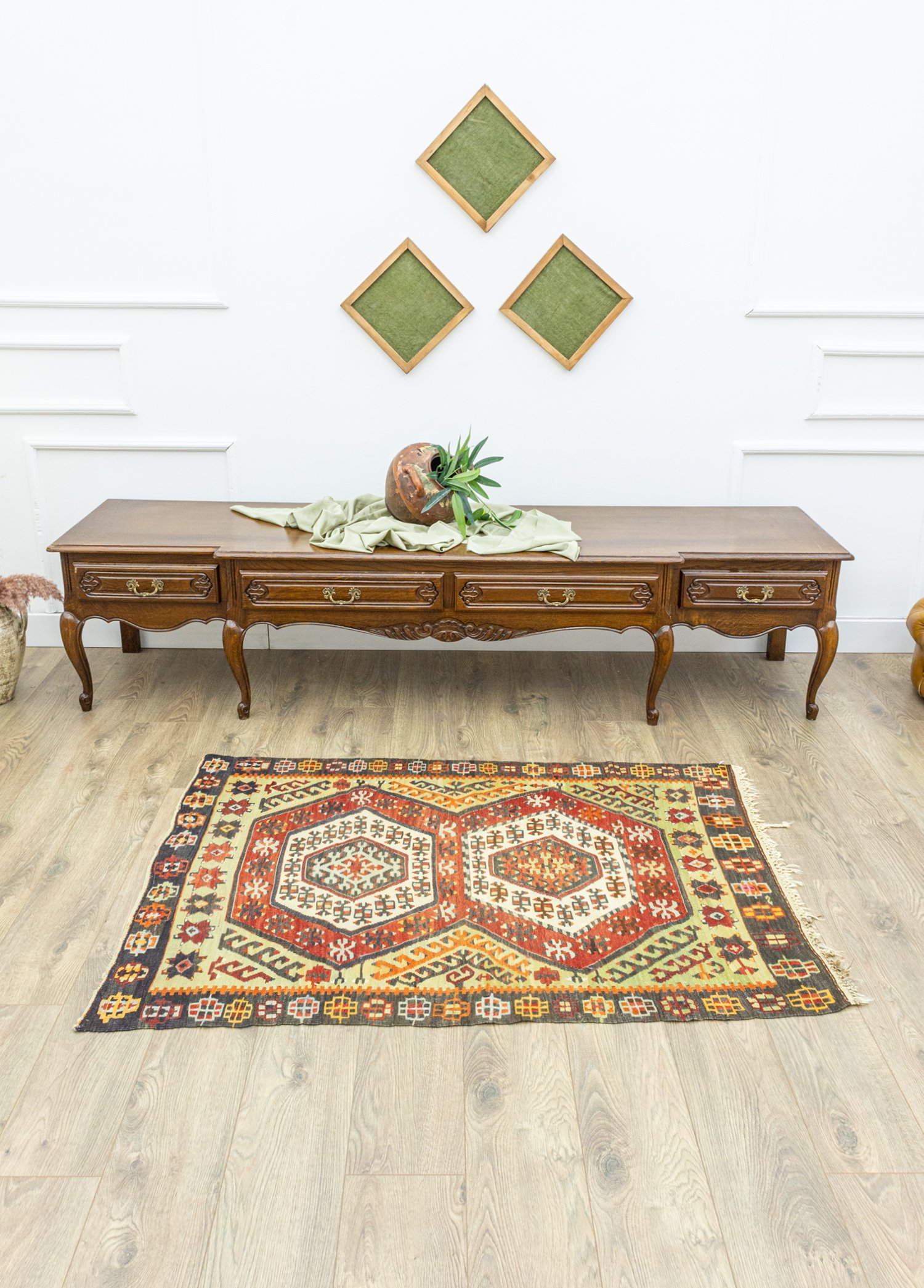 Elnara Geometric Designed Wool Kilim 102x145 cm