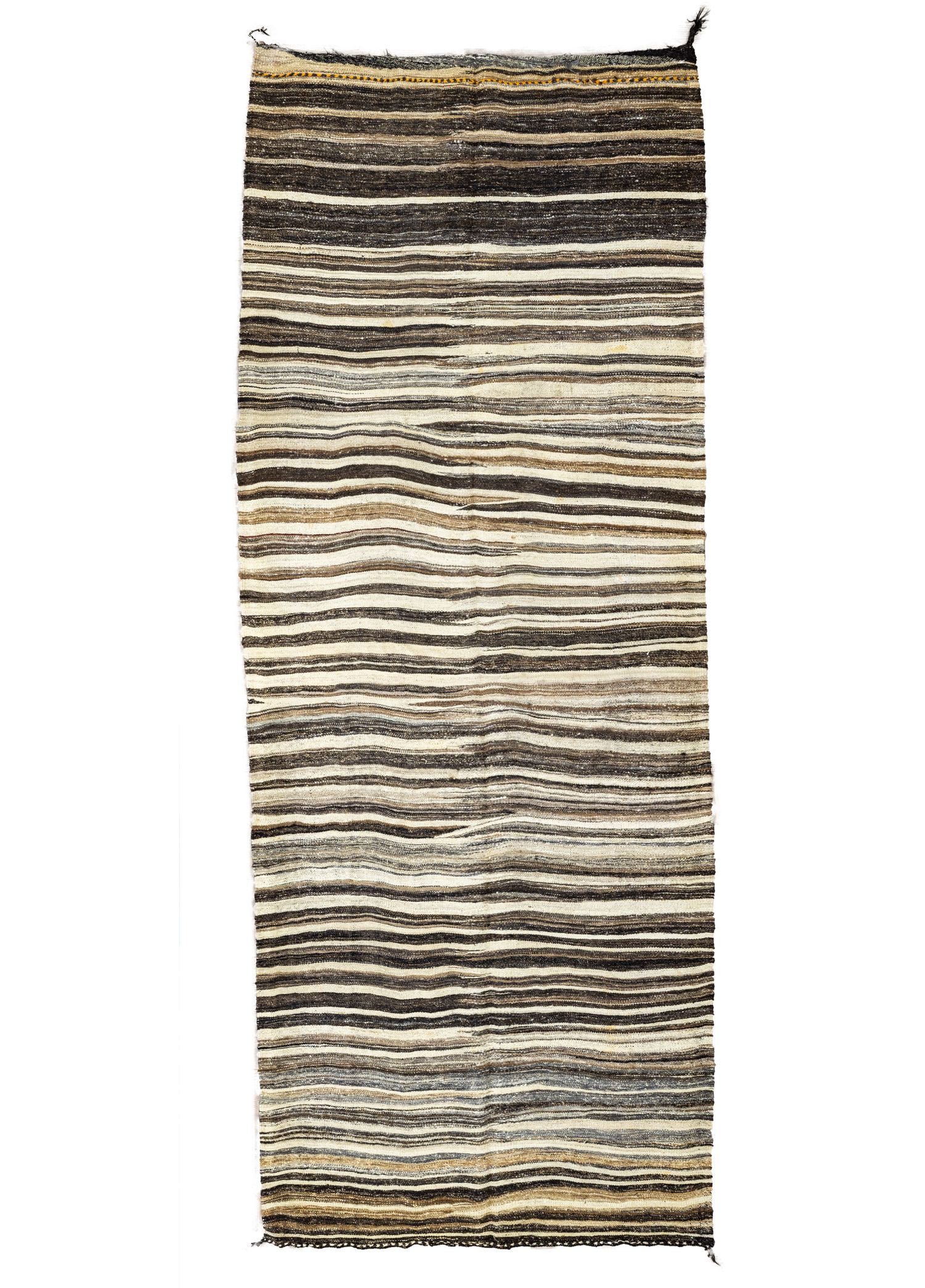 Mut Hand-Woven Striped Palaz Anatolian Kilim 102x404 cm