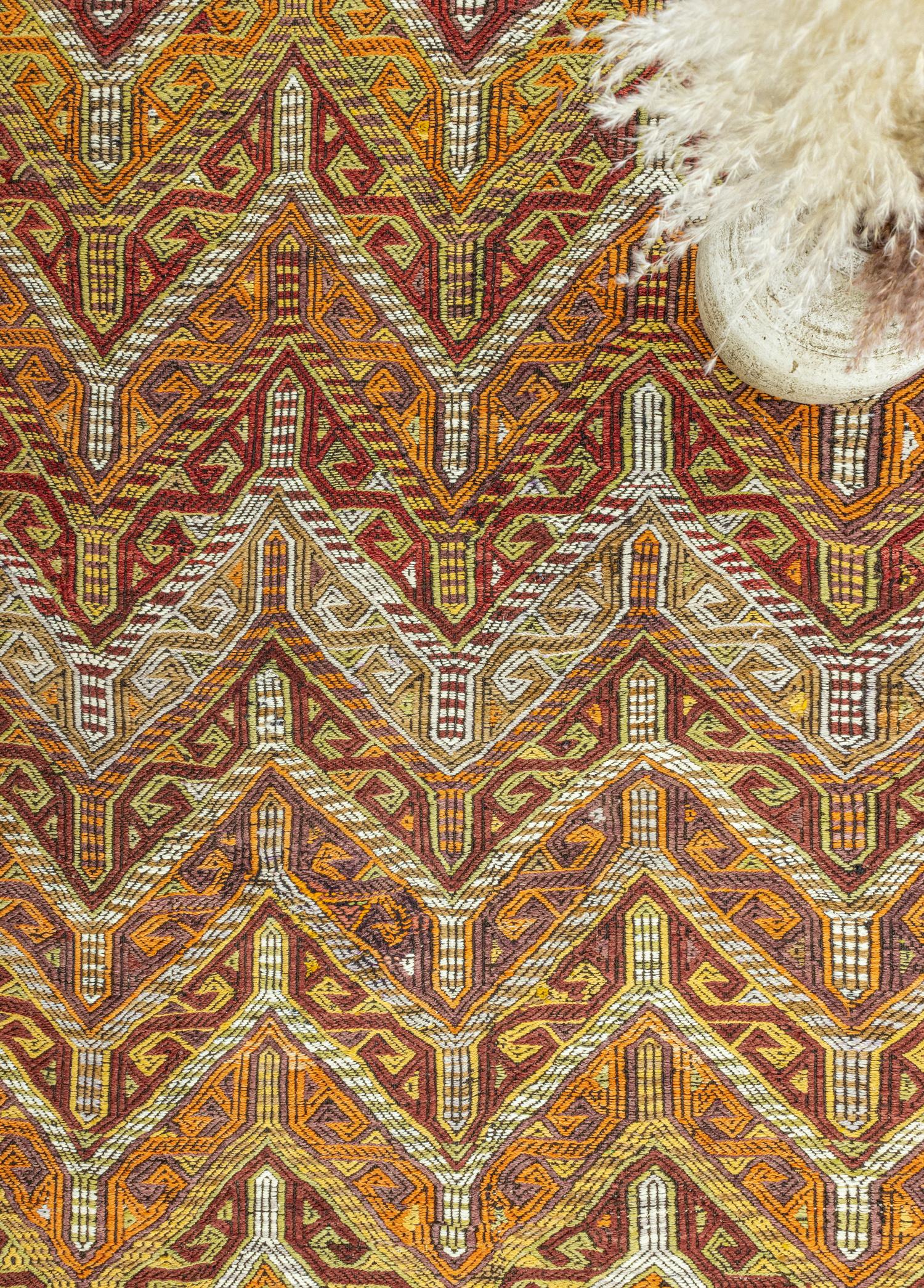 Kortu Etnik Renkli El Dokuma Cicim Kilim 131x166 cm