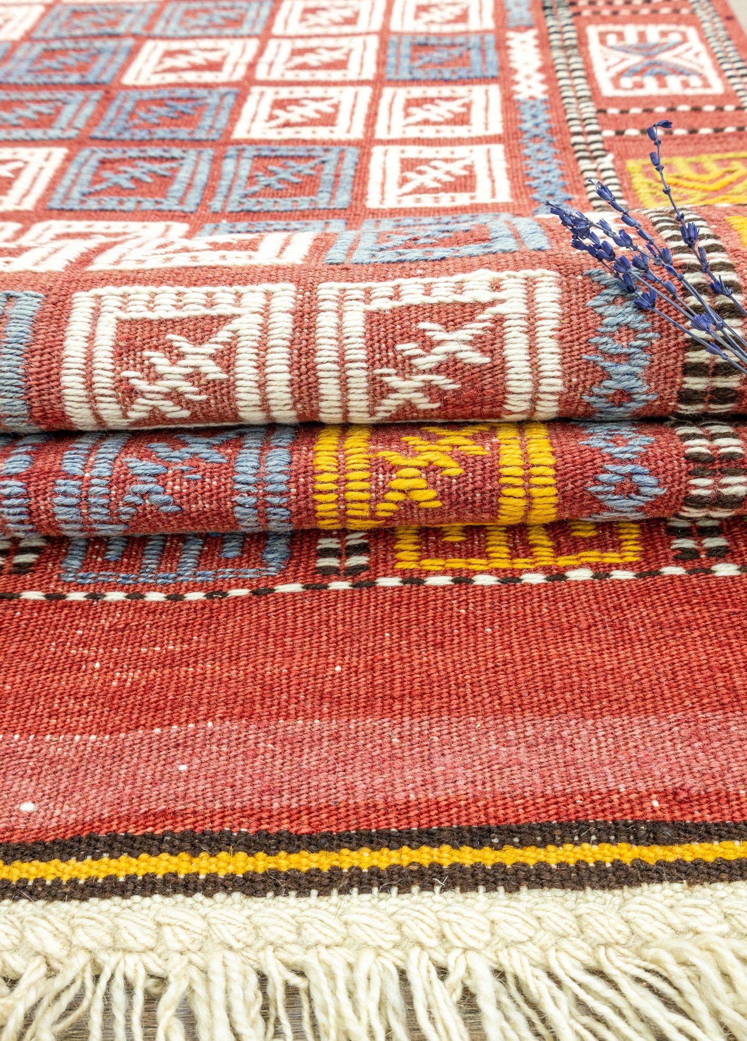 Edra Geometric Patterned Wool Cicim Kilim 152x222 cm