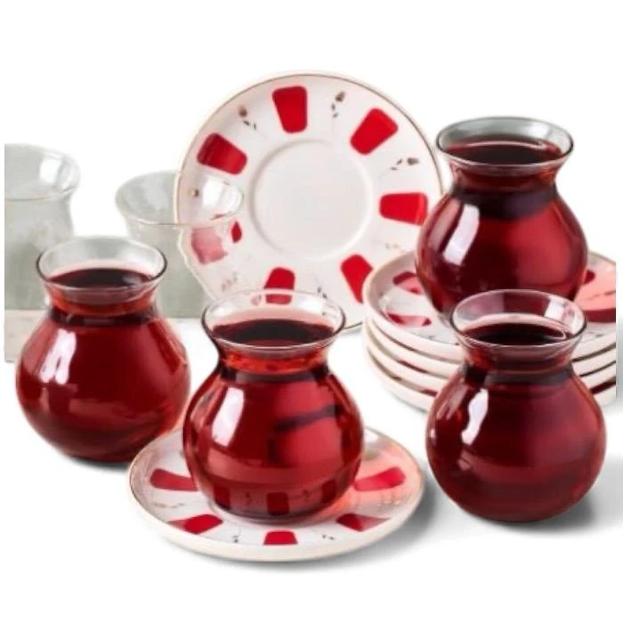 Traditional Turkish Tea Glass Set 6 Pieces 
