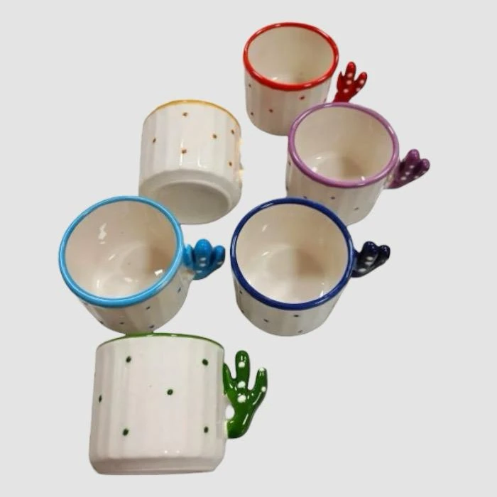 Turkish Ceramic Handmade Cactus Cup 150ml 6 Pieces