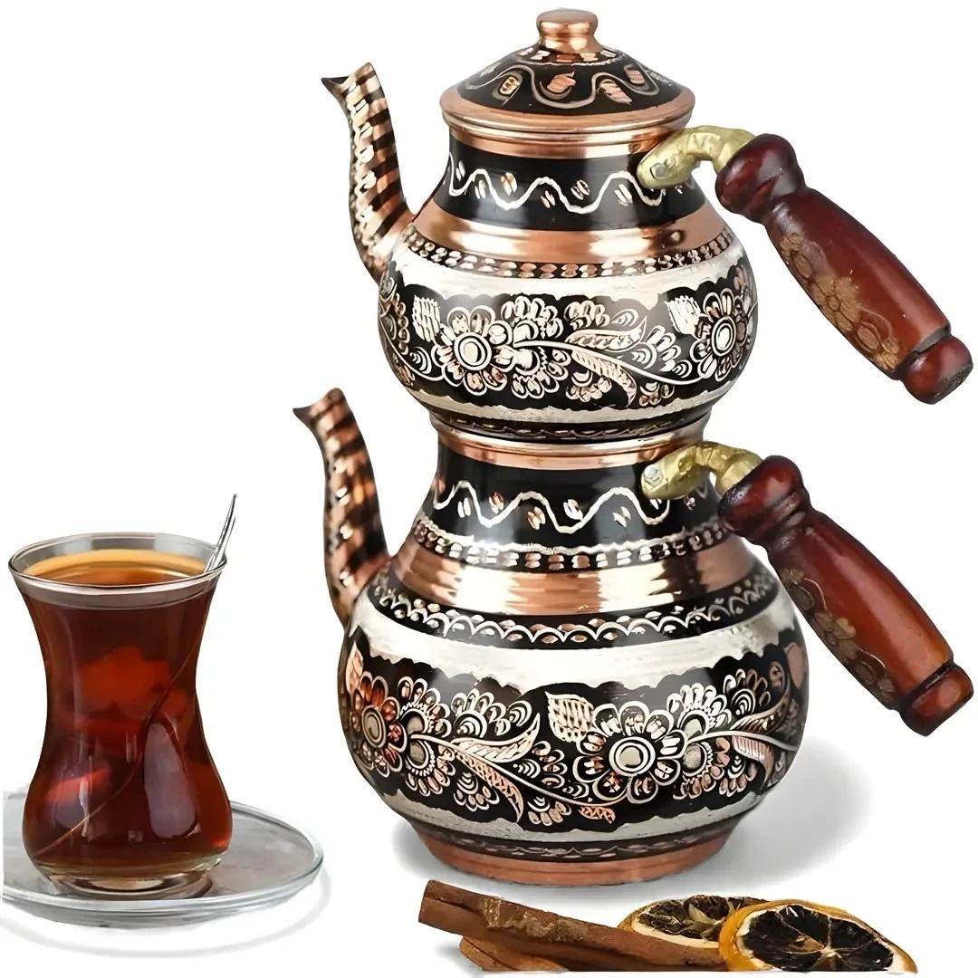 Handmade Copper Turkish Teapot Set
