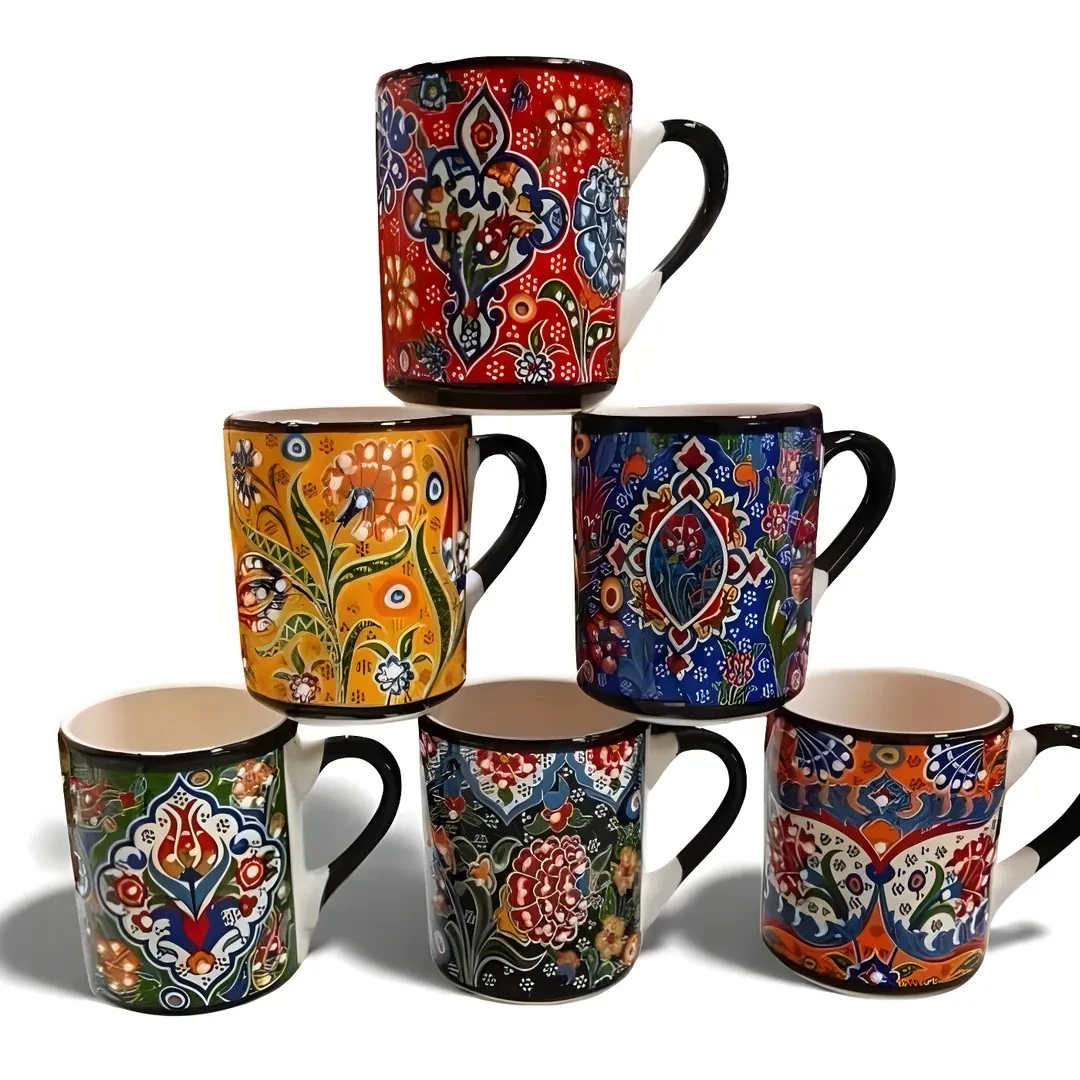 HK009 Hanymade Turkish Ceramic Coffee Cup 6 Pieces