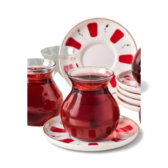 Traditional Turkish Tea Glass Set 6 Pieces 