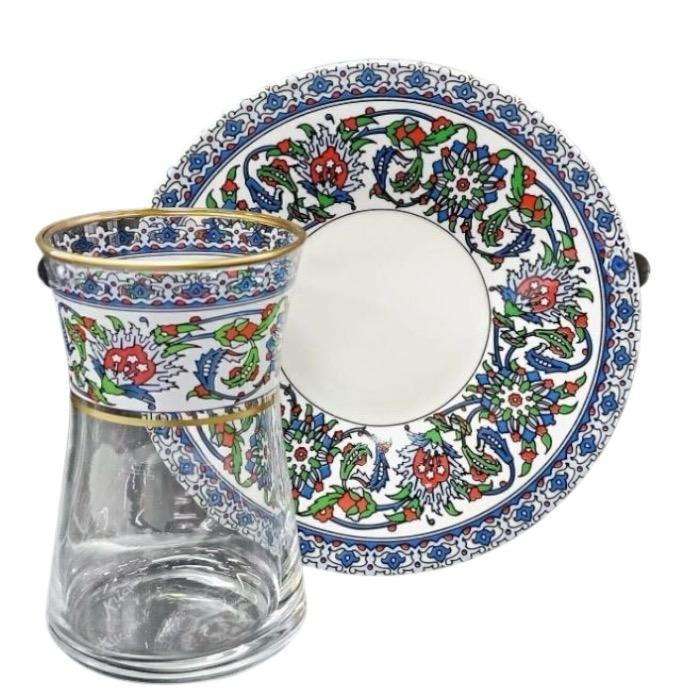 Turkish Tile Motif Tea Glass Set 6 Pieces