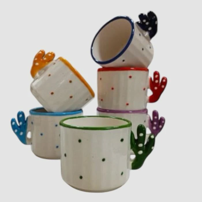 Turkish Ceramic Handmade Cactus Cup 150ml 6 Pieces