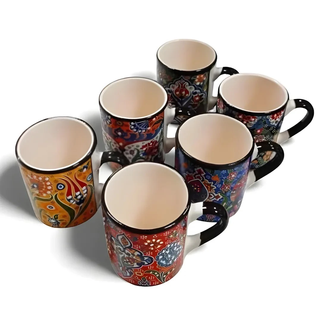 HK009 Hanymade Turkish Ceramic Coffee Cup 6 Pieces