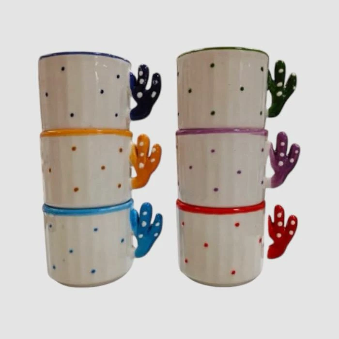 Turkish Ceramic Handmade Cactus Cup 150ml 6 Pieces