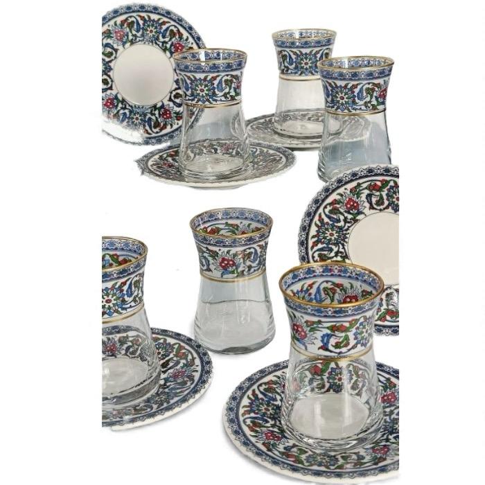 Turkish Tile Motif Tea Glass Set 6 Pieces
