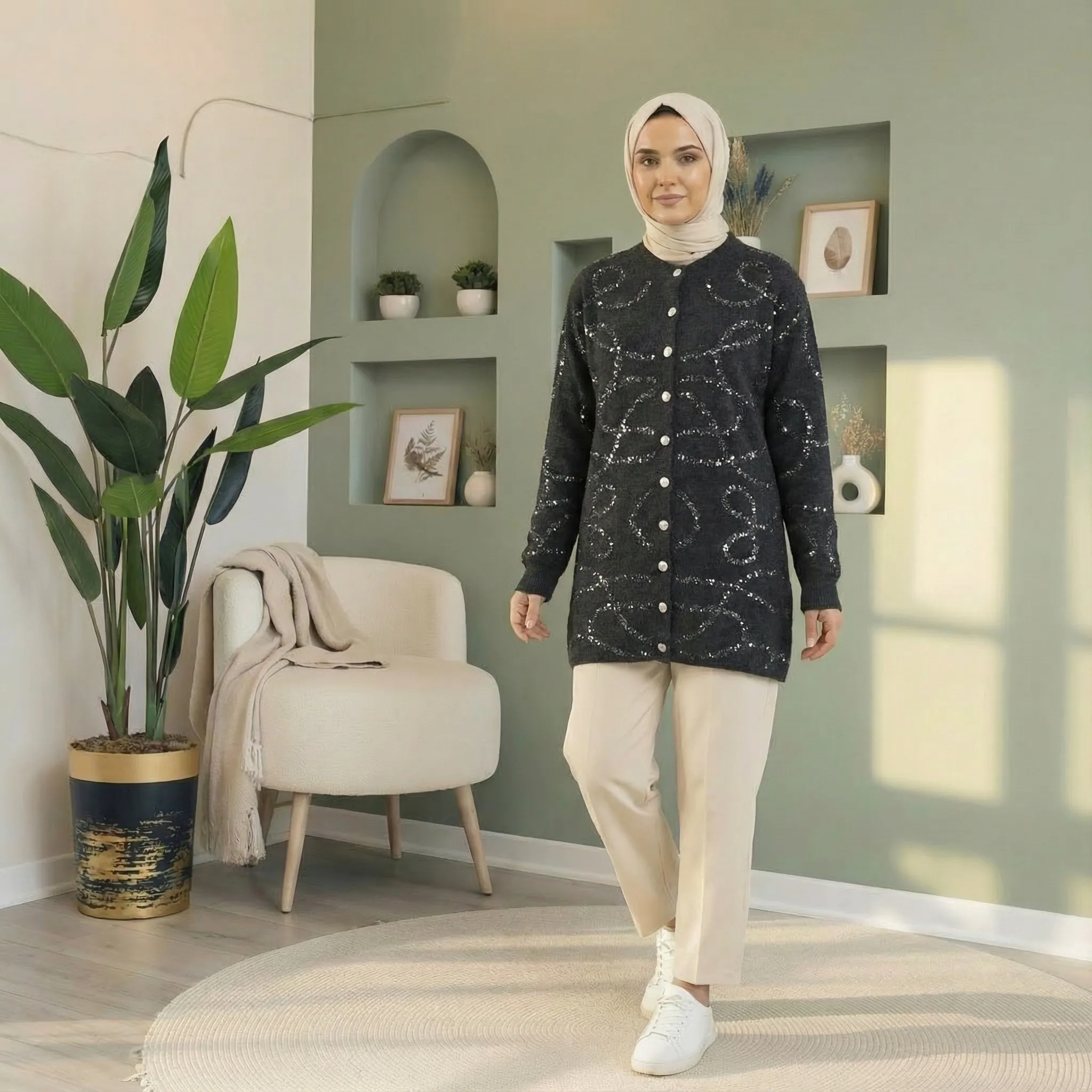 Uzay Desenli Triko Hırka