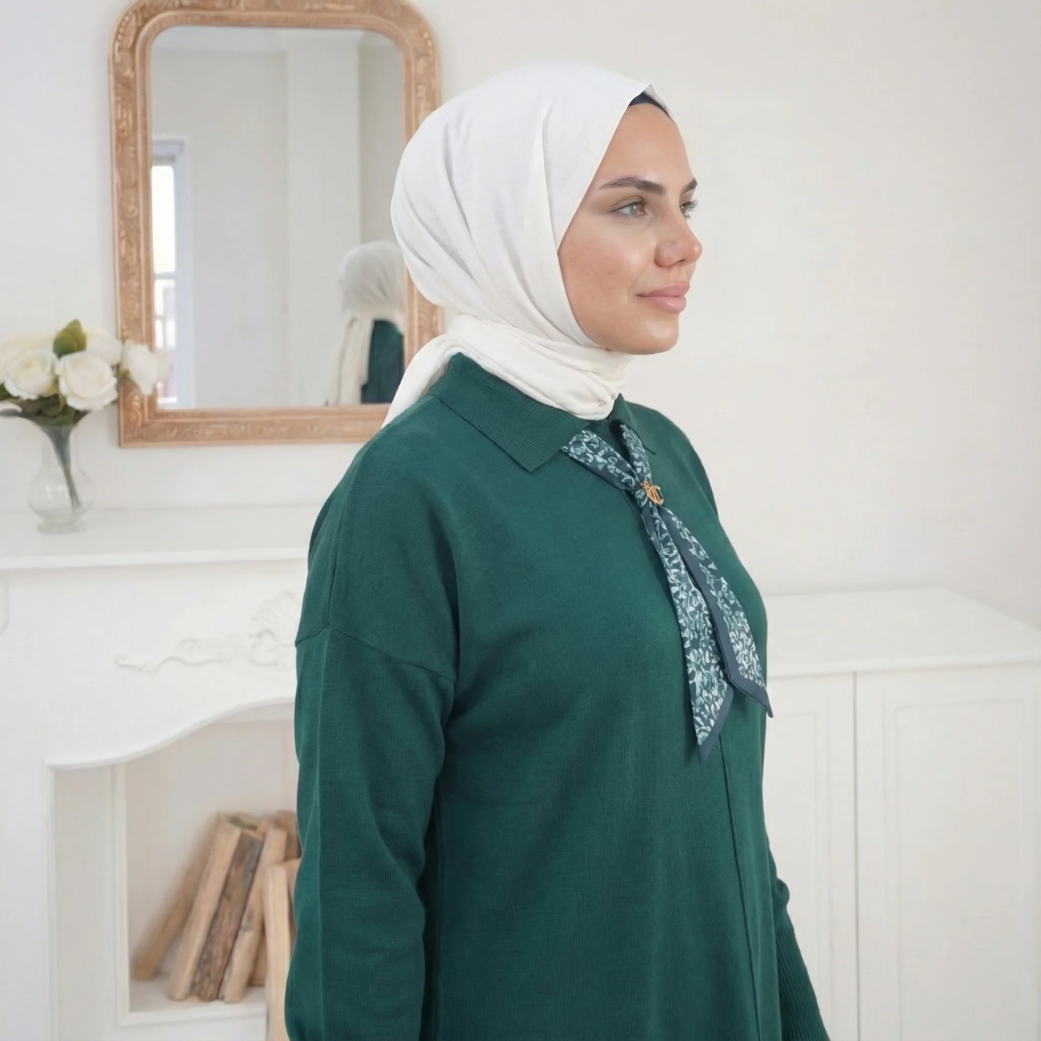 İnce Triko Yakalı Kazak – Standart Beden - Yeşil