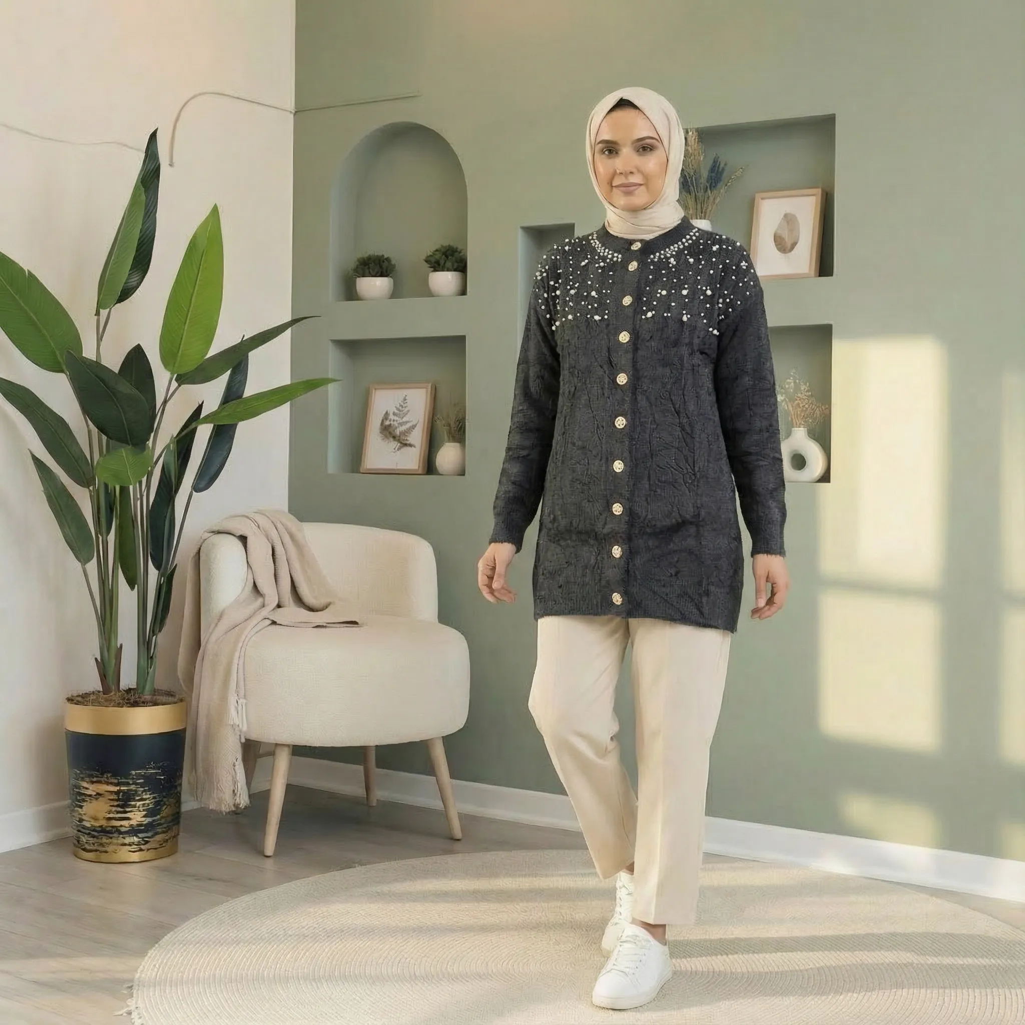 Nisa İnci Hırka – Yumoş Kumaş (Standart Beden)  