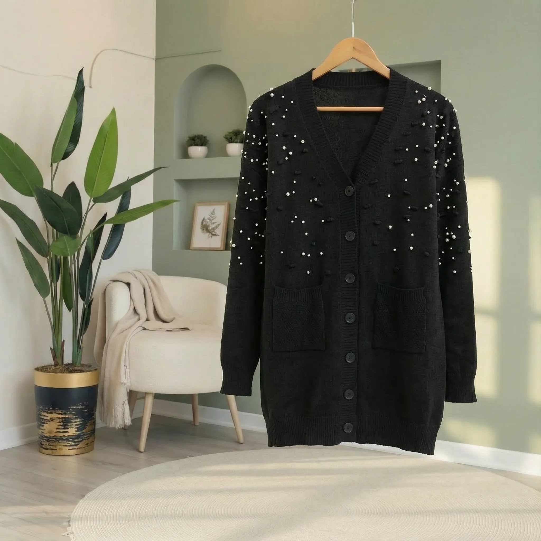 Pearl Knit Hırka – Standart Beden 