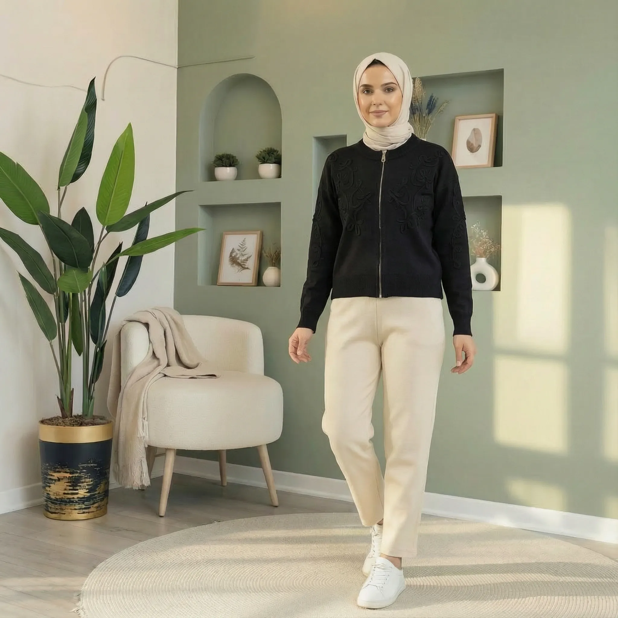 Lora İşlemeli Hırka – Standart Beden  