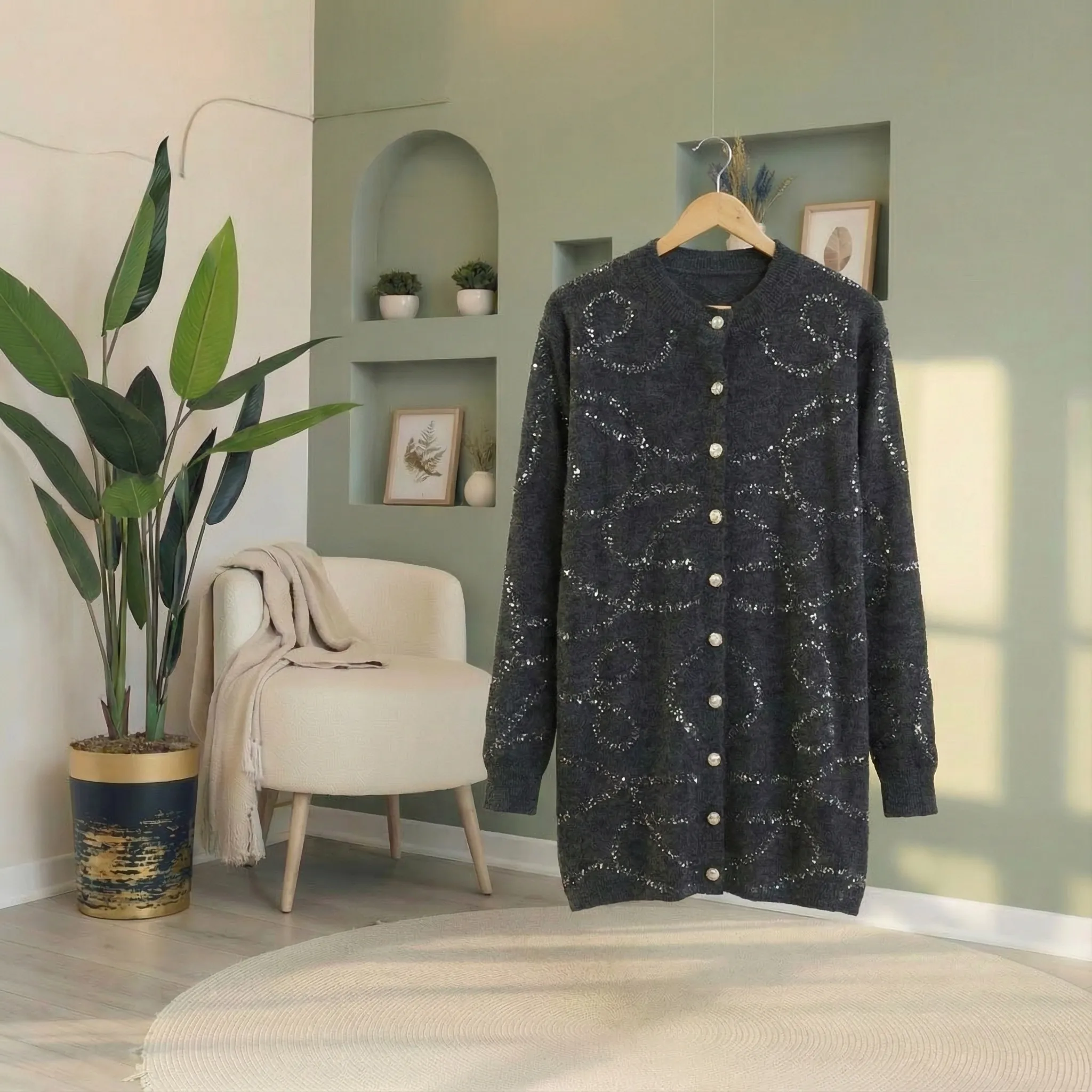 Uzay Desenli Triko Hırka