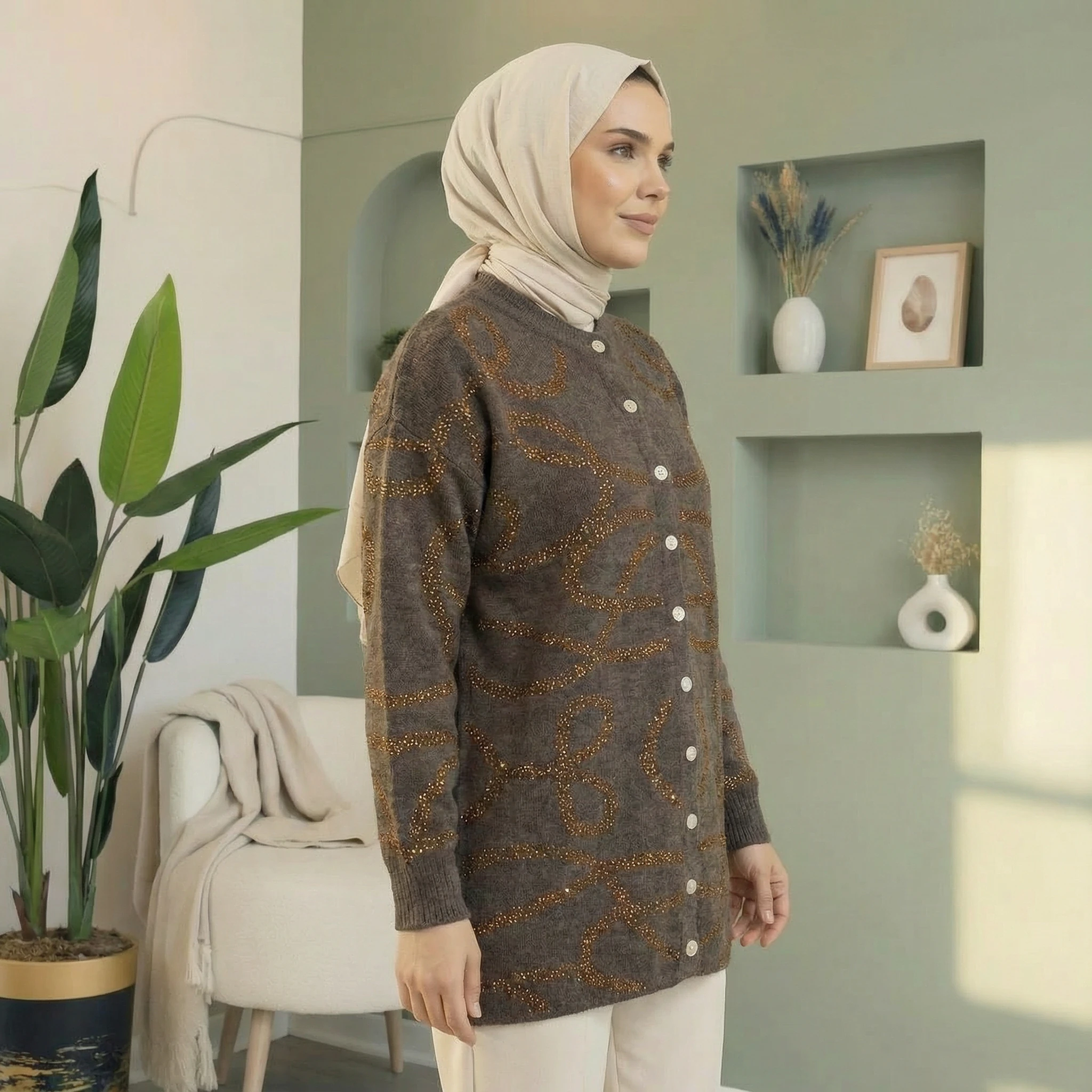 Uzay Desenli Triko Hırka