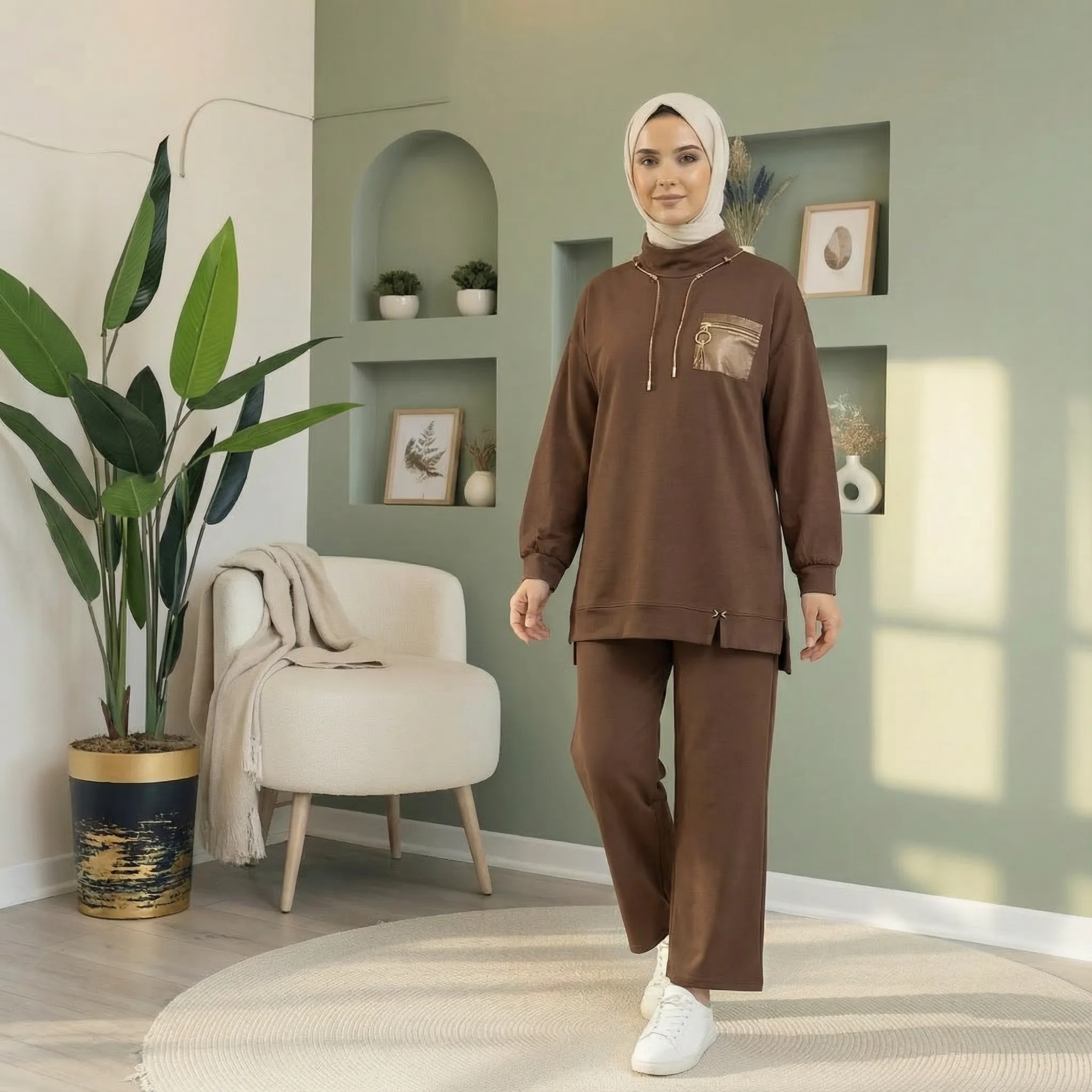 Eslem Penye Kumaş 2’li Takım - KAHVERENGİ