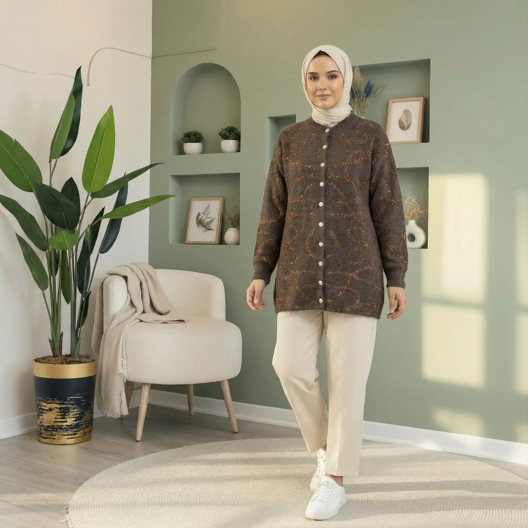 Uzay Desenli Triko Hırka