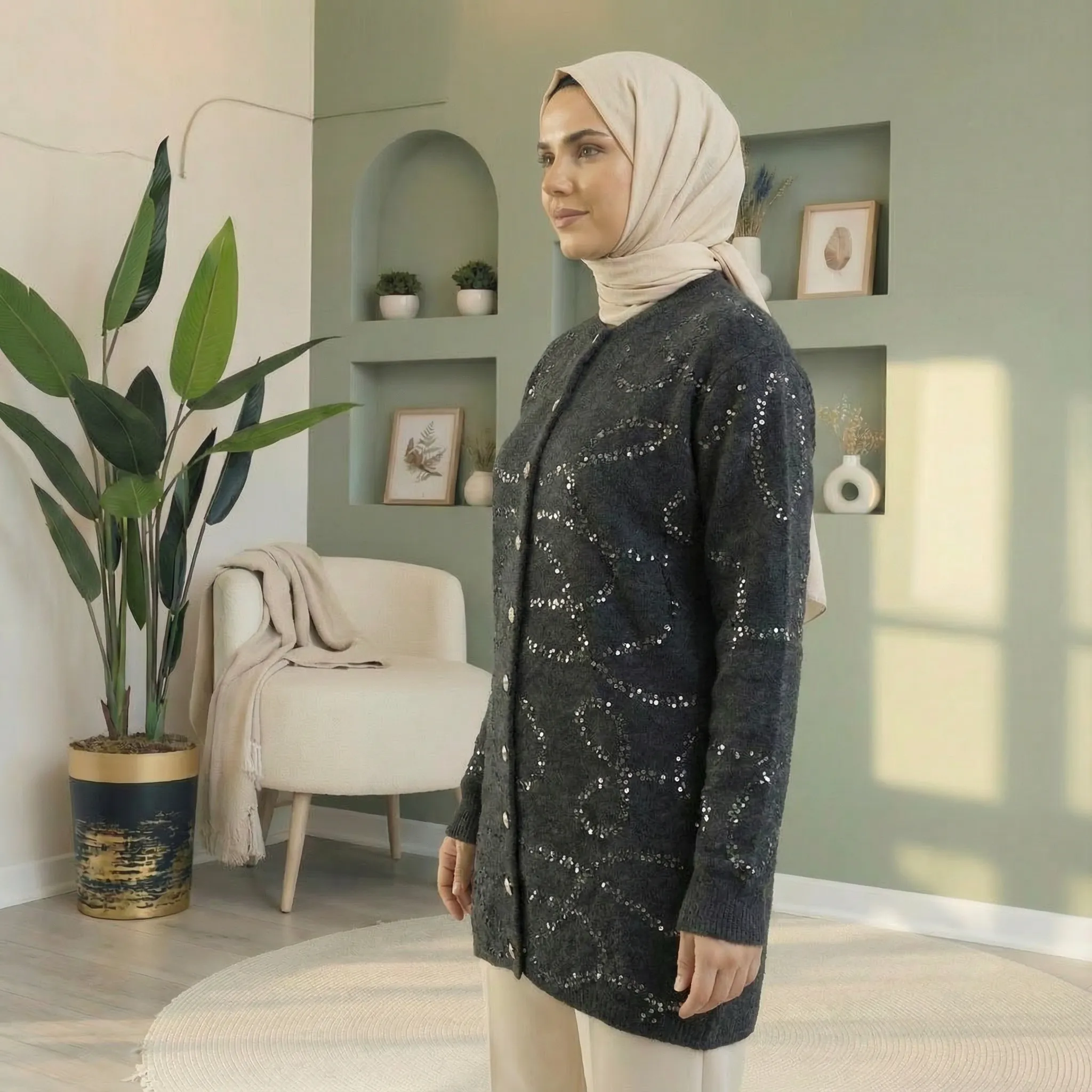 Uzay Desenli Triko Hırka