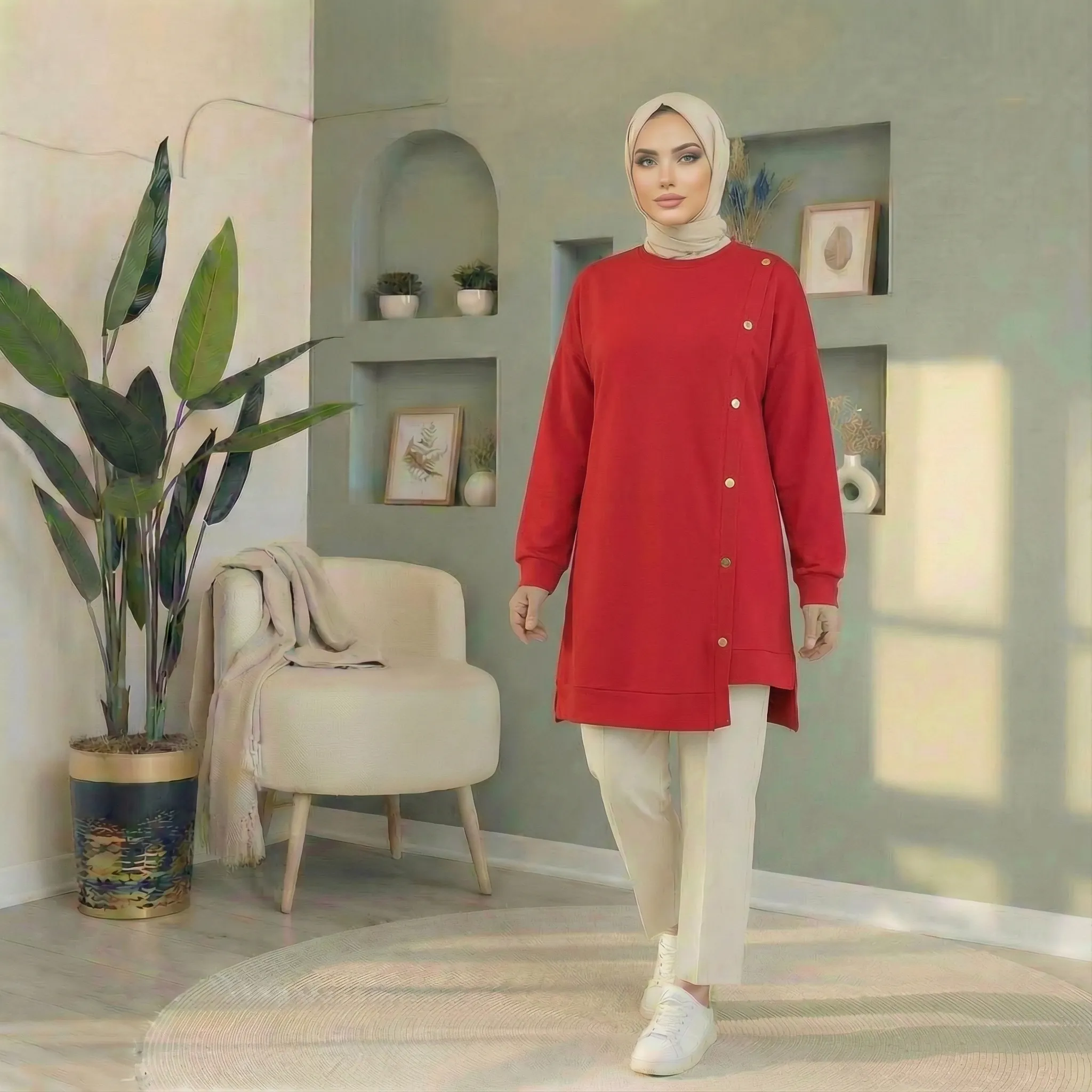 Oysho Zımbalı Tunik - NAR ÇİÇEĞİ