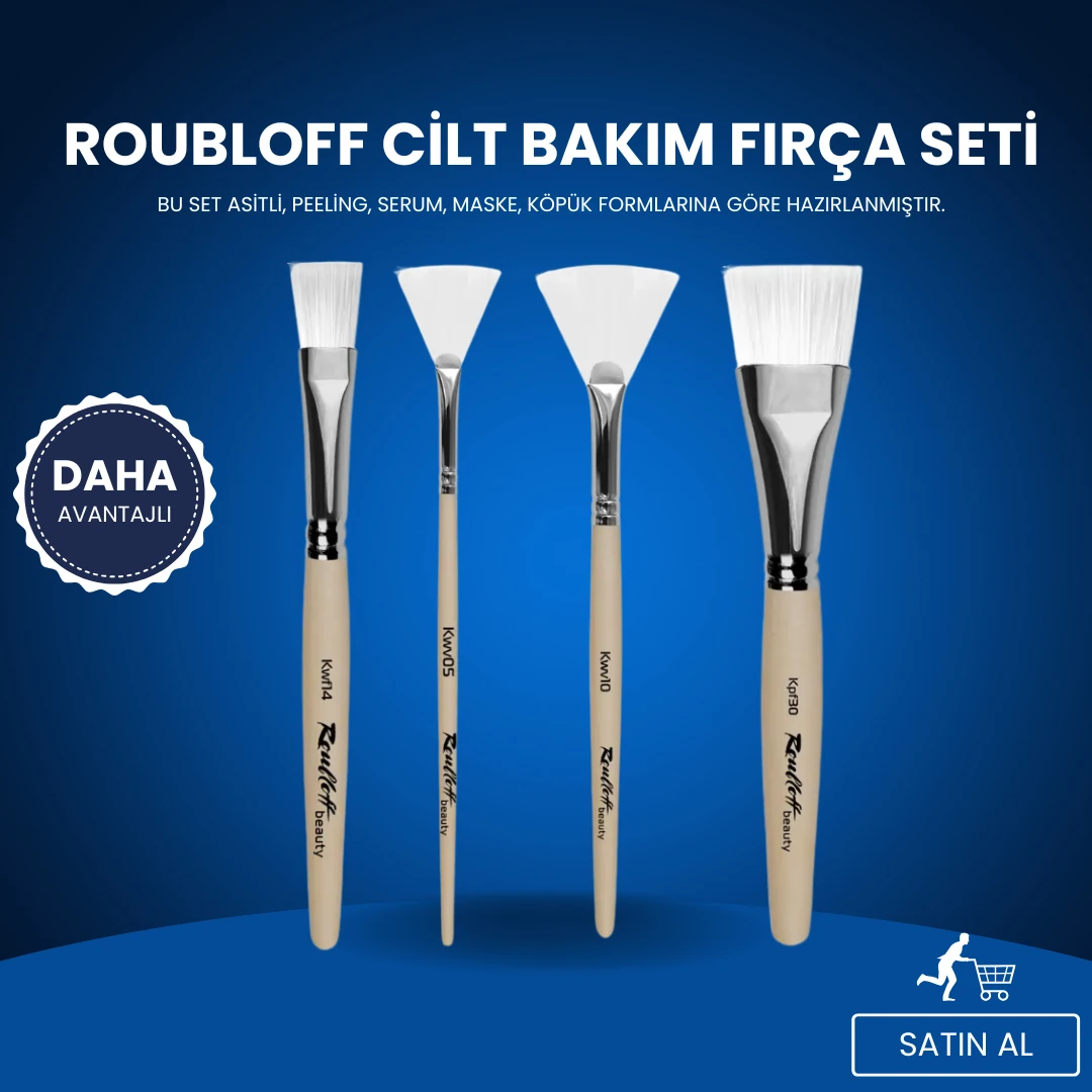 Roubloff Cilt Bakım Fırça Seti 4lü Beyaz İnci Sentetik