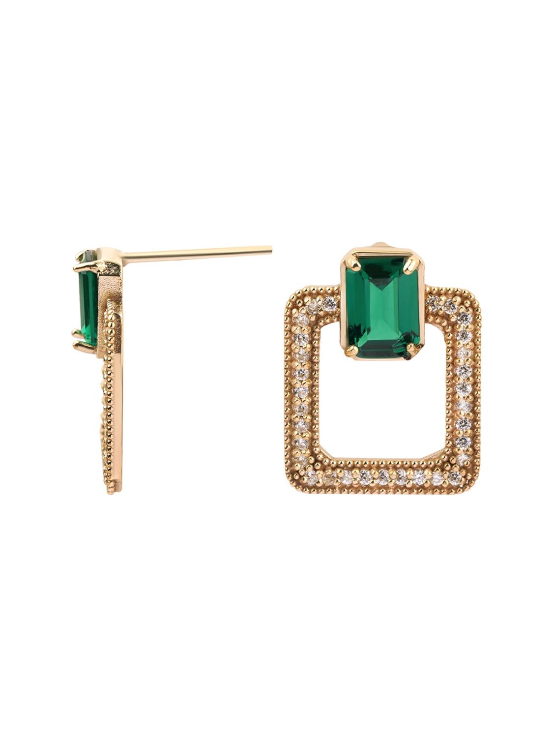 Majestic Green Zirconia Gold Earring 14257