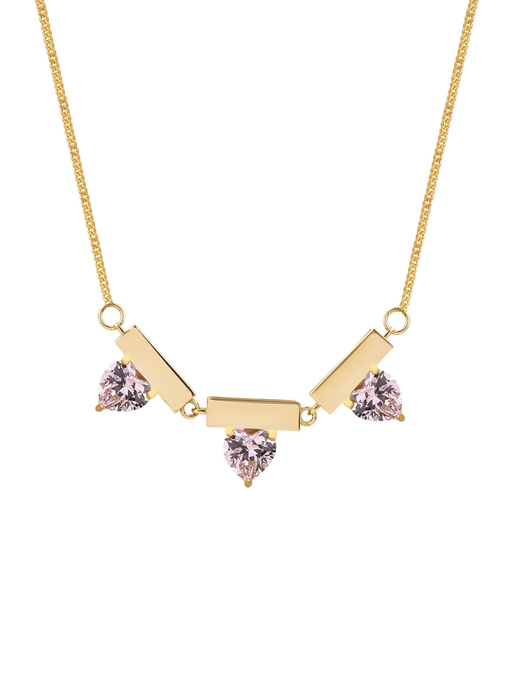 Pink Zirconia Love Highland Gold Necklace 14212