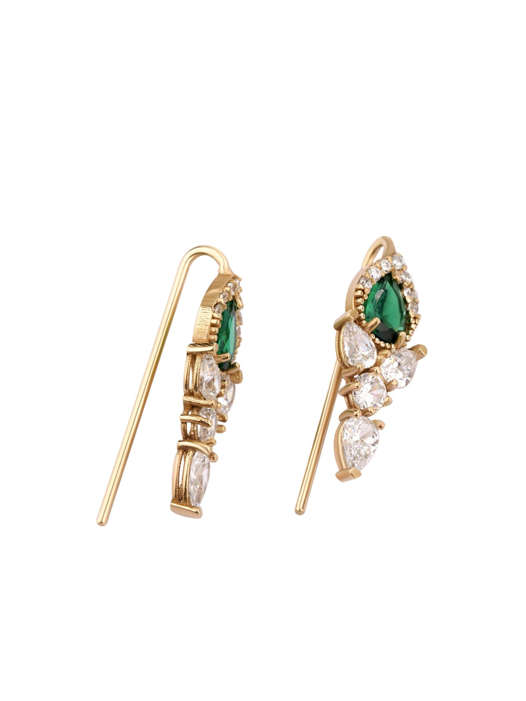 Green Ice Crystal Gold Pin Earring 14325