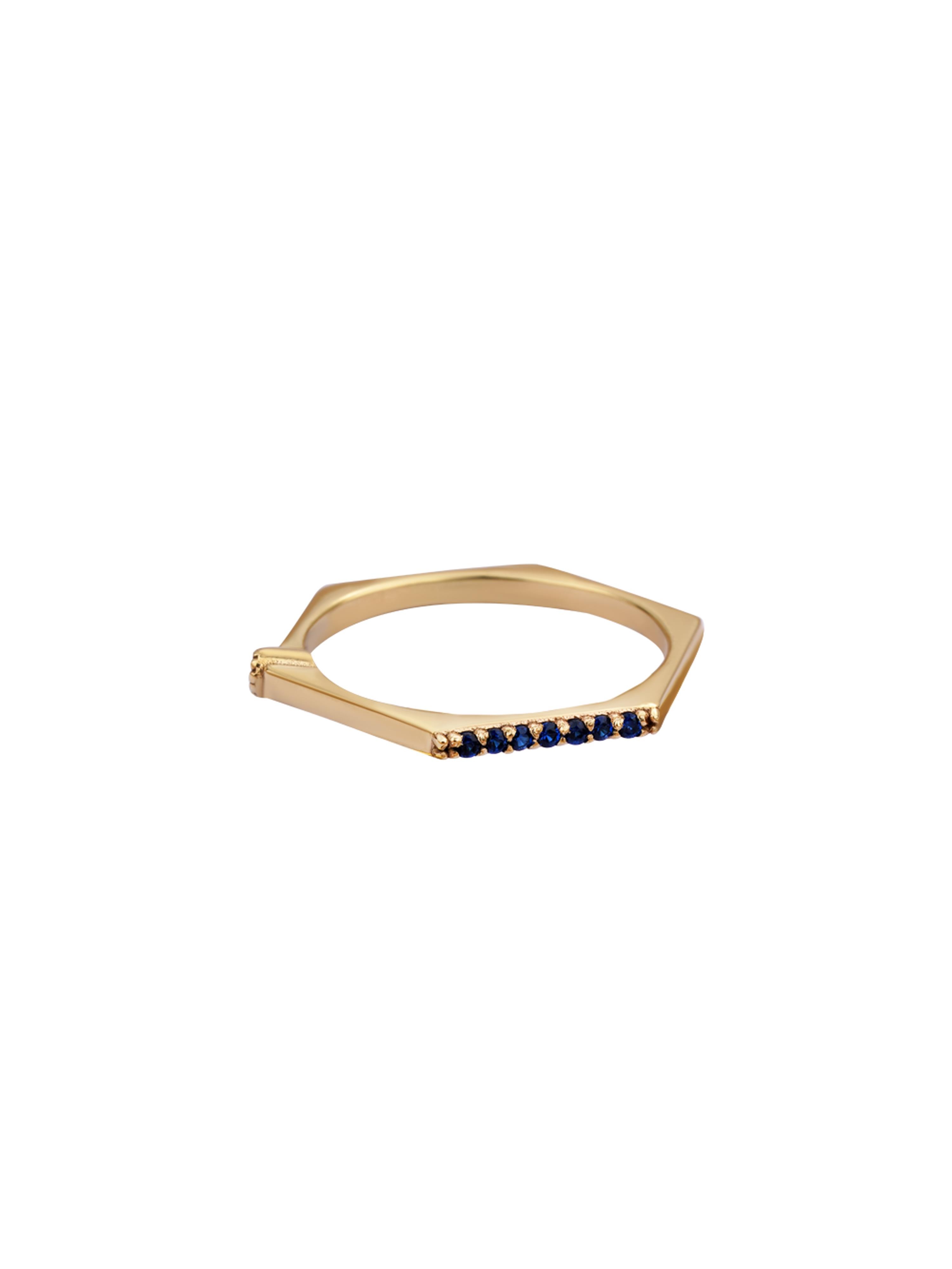 Honeycomb Navy Gold Ring 14264