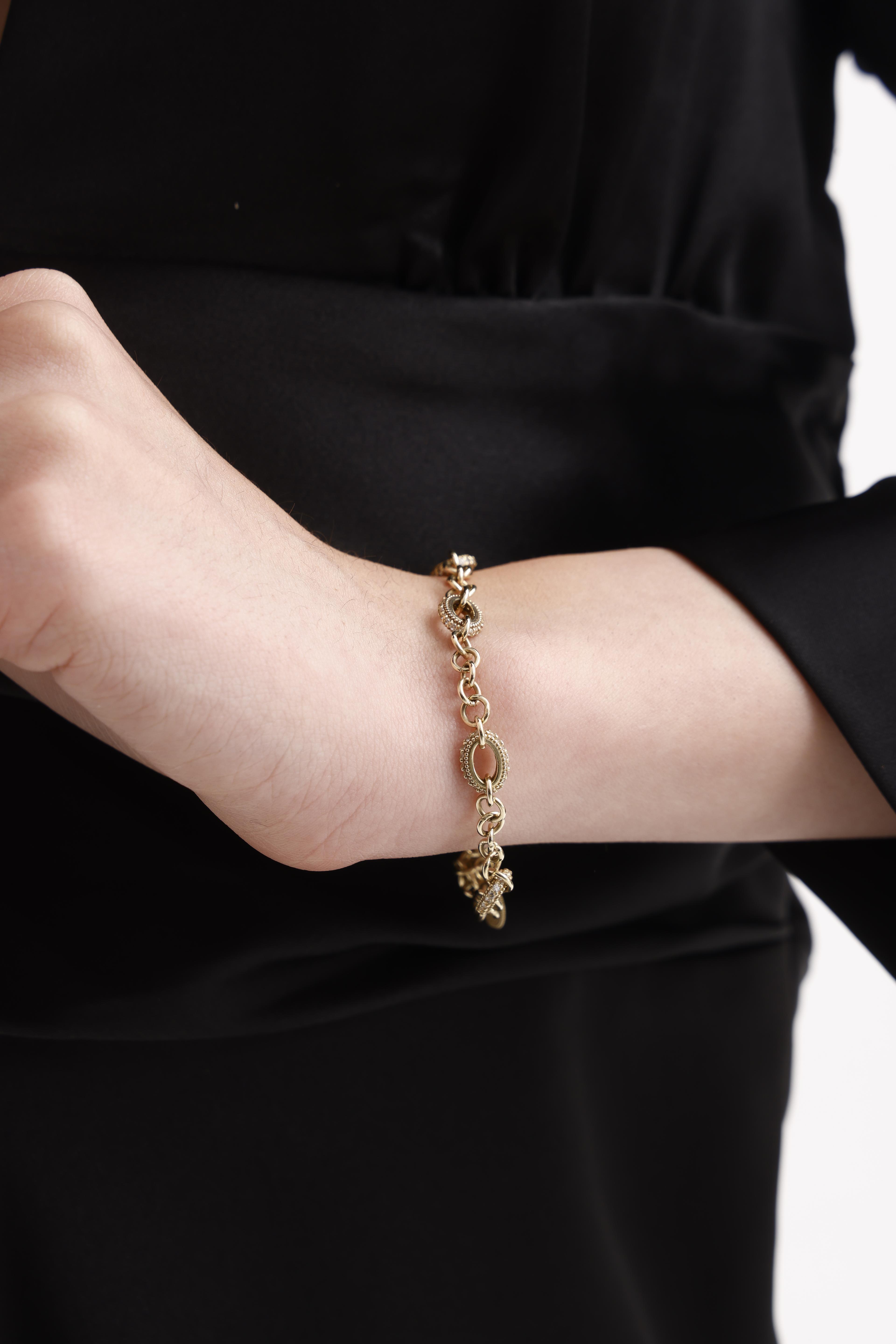 Chunky 5 Linked Gold Bracelet 14309