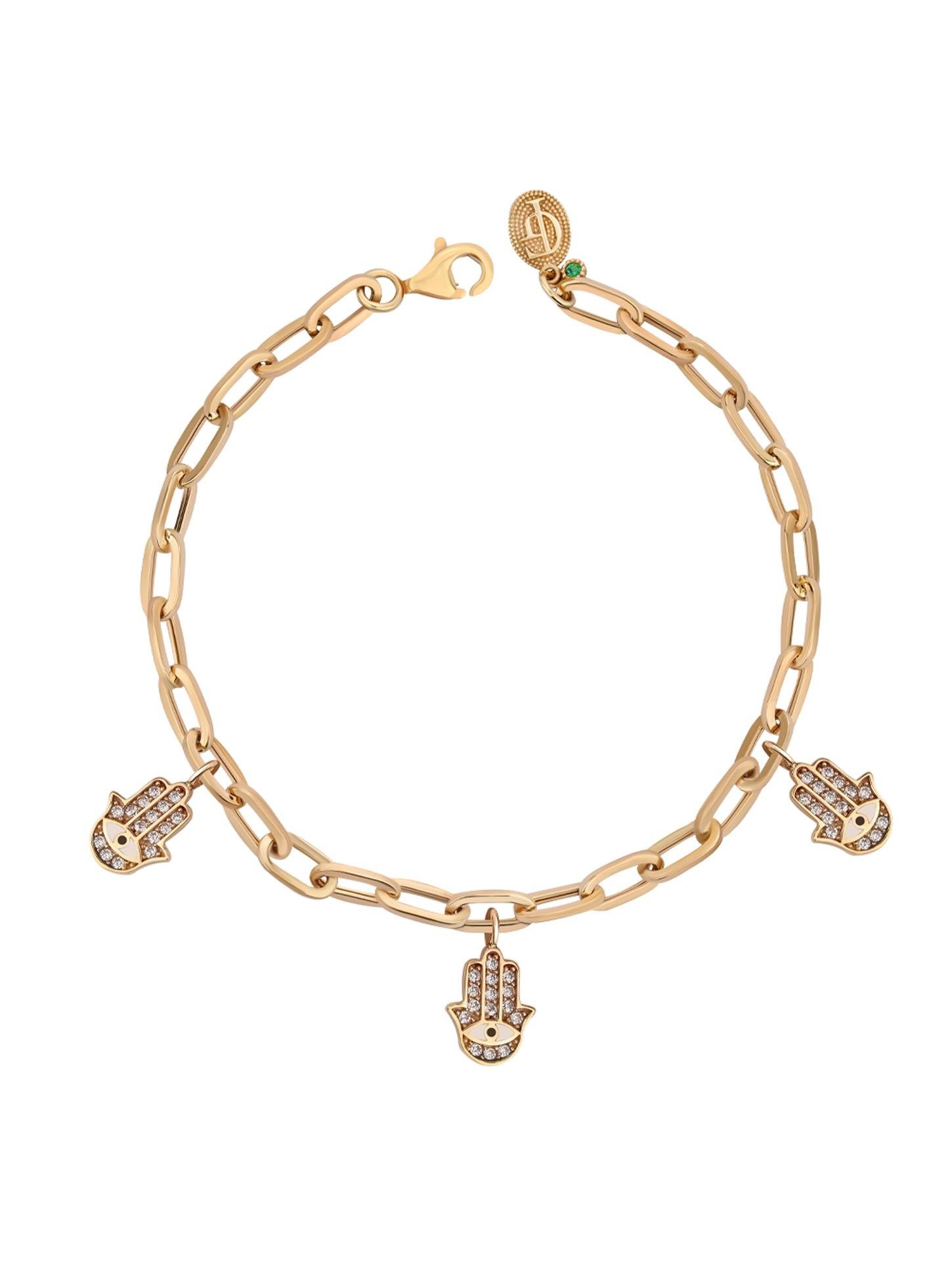 Majestic Hamsa Charmed Gold Bracelet 14308