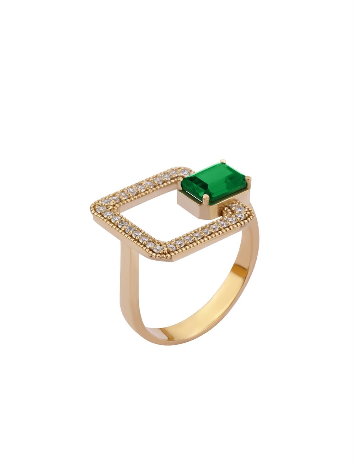 Majestic Green Zirconia Gold Ring 14281